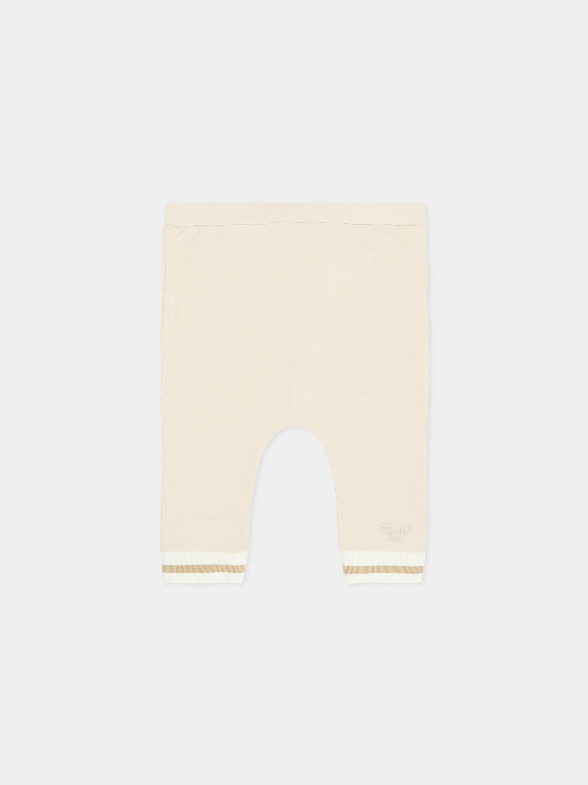 Pantaloni beige per neonati con logo,Fendi Kids,BUF252 8RA F19J5