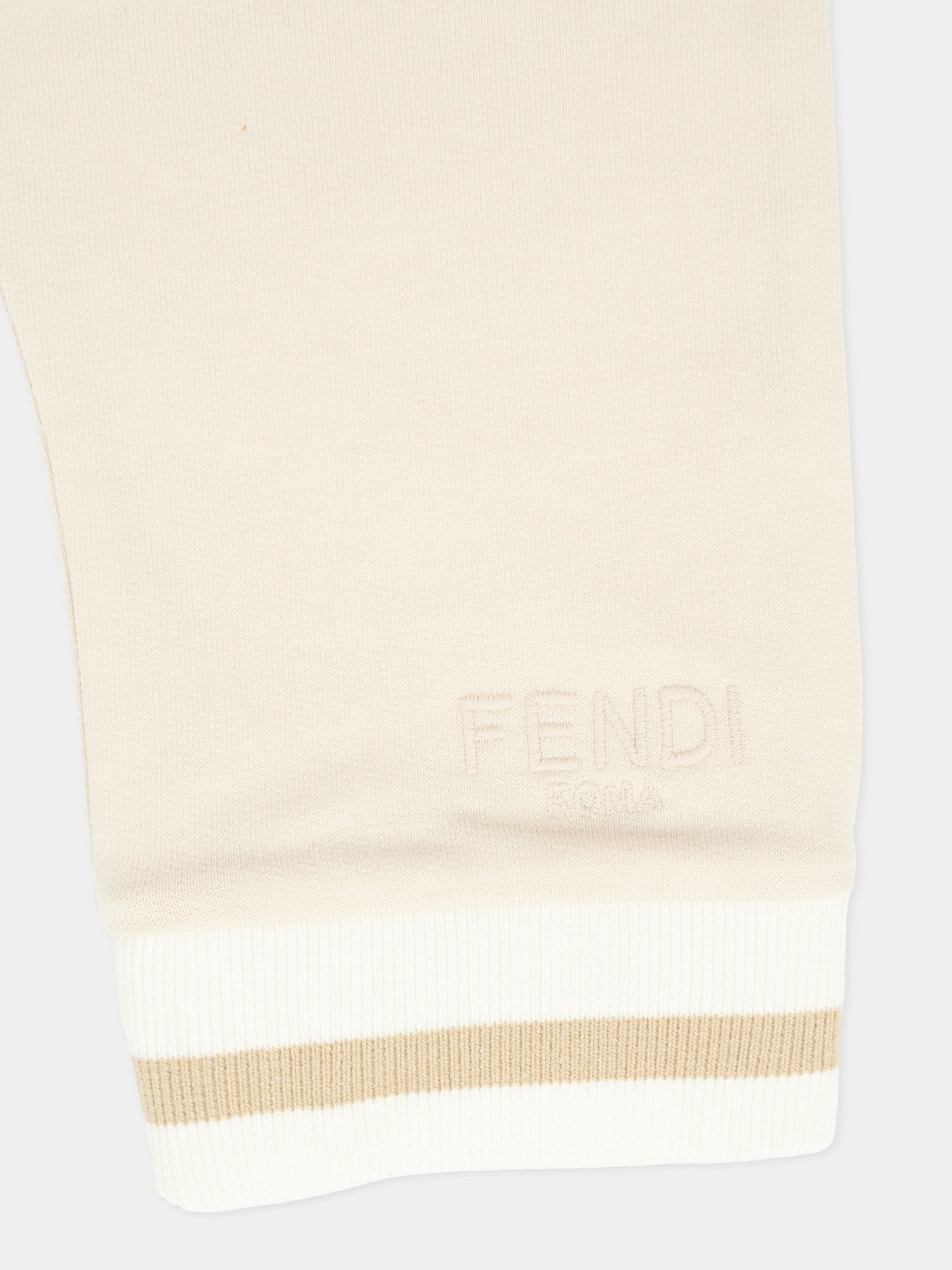 Pantaloni beige per neonati con logo,Fendi Kids,BUF252 8RA F19J5