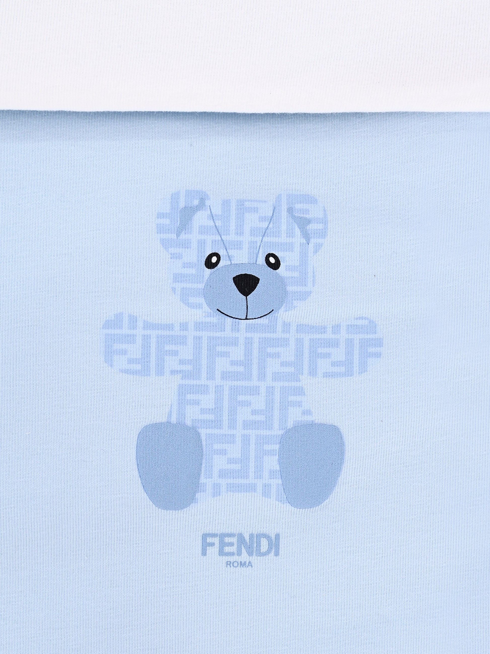 Sacco nanna celeste per neonato con orsetto Fendi,Fendi Kids,BUJ306 ST8 F19J4