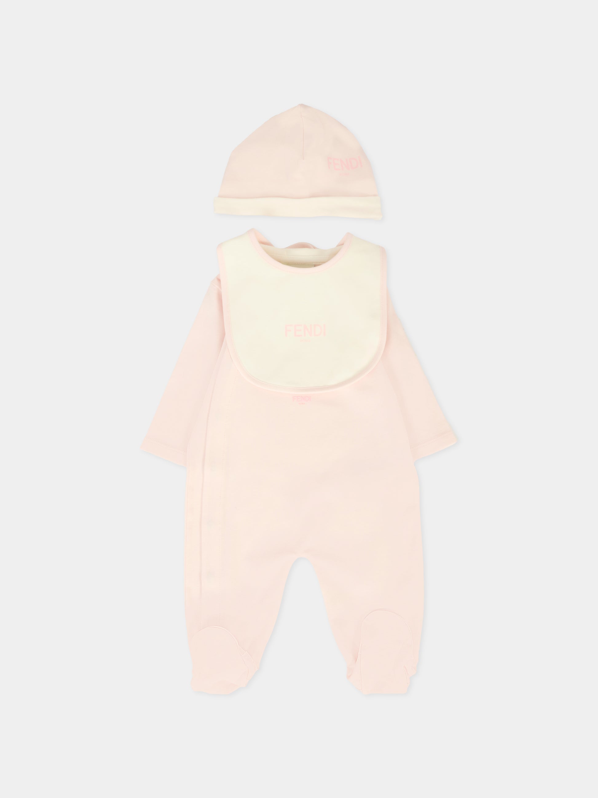 Set tutine rosa per neonata con orsetto Fendi,Fendi Kids,BUK141 ST8 F0C11