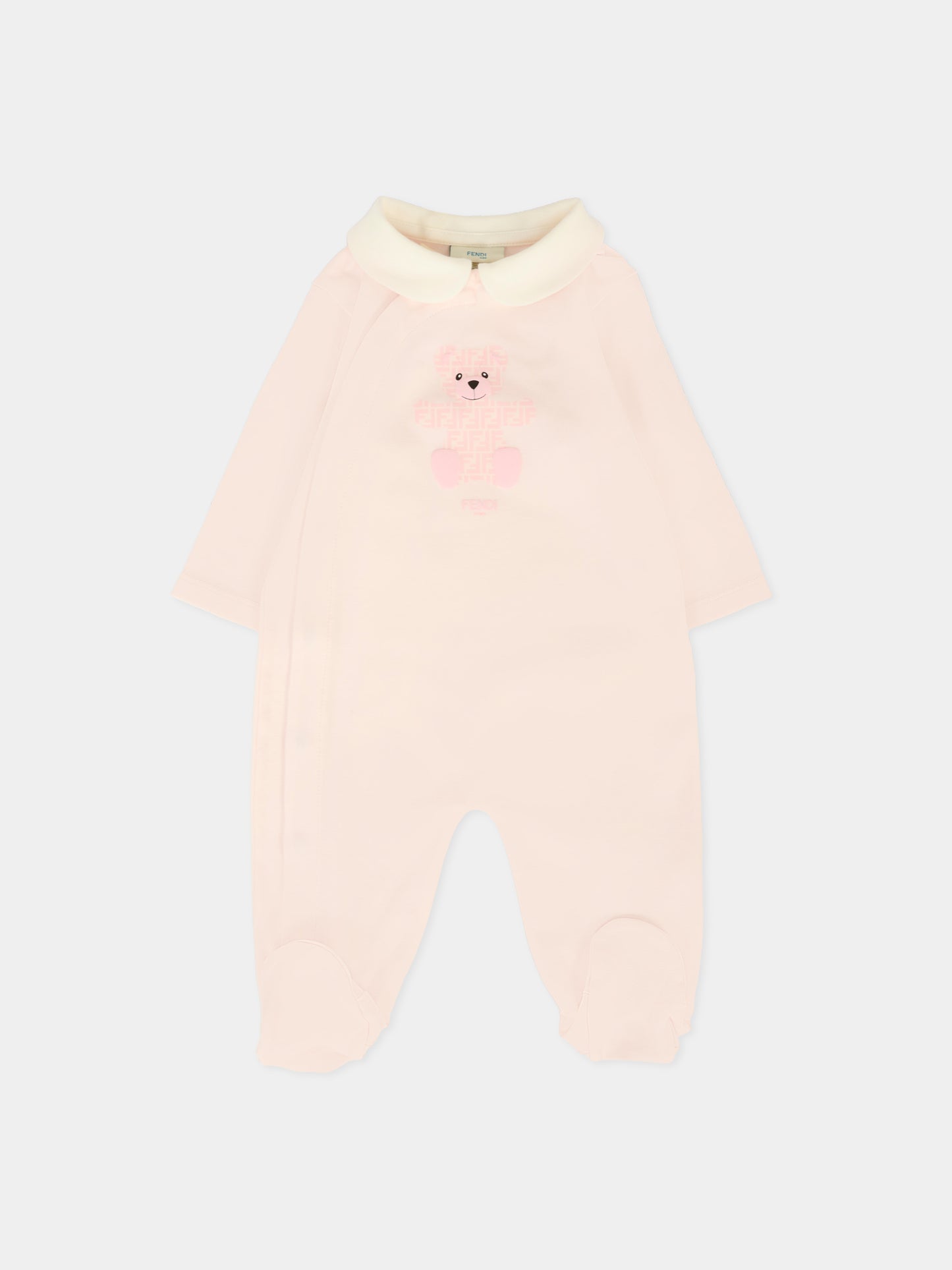 Set tutine rosa per neonata con orsetto Fendi,Fendi Kids,BUK141 ST8 F0C11