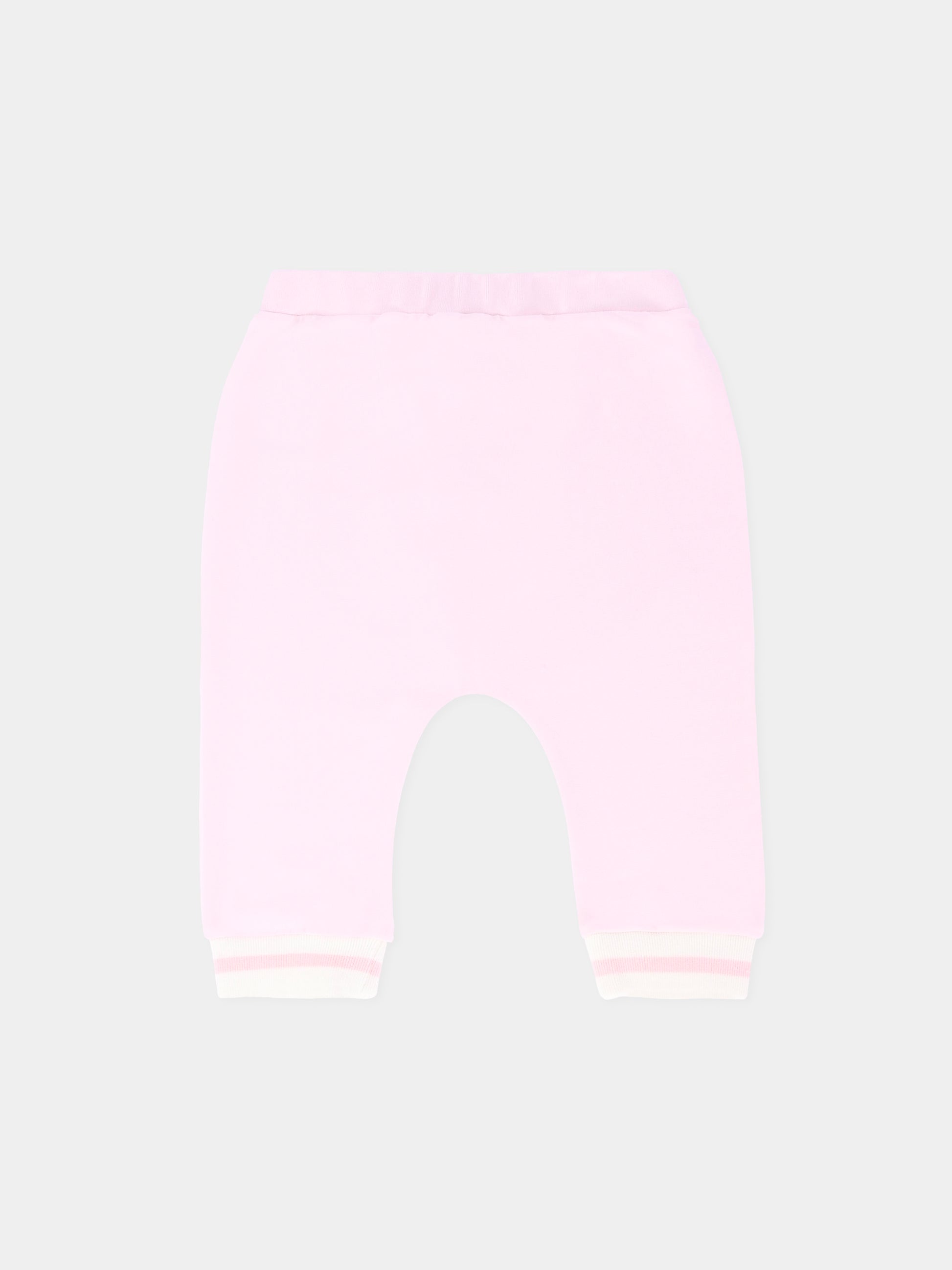 Pantaloni rosa per neonata con logo,Fendi Kids,BUF252 8RA F0C11