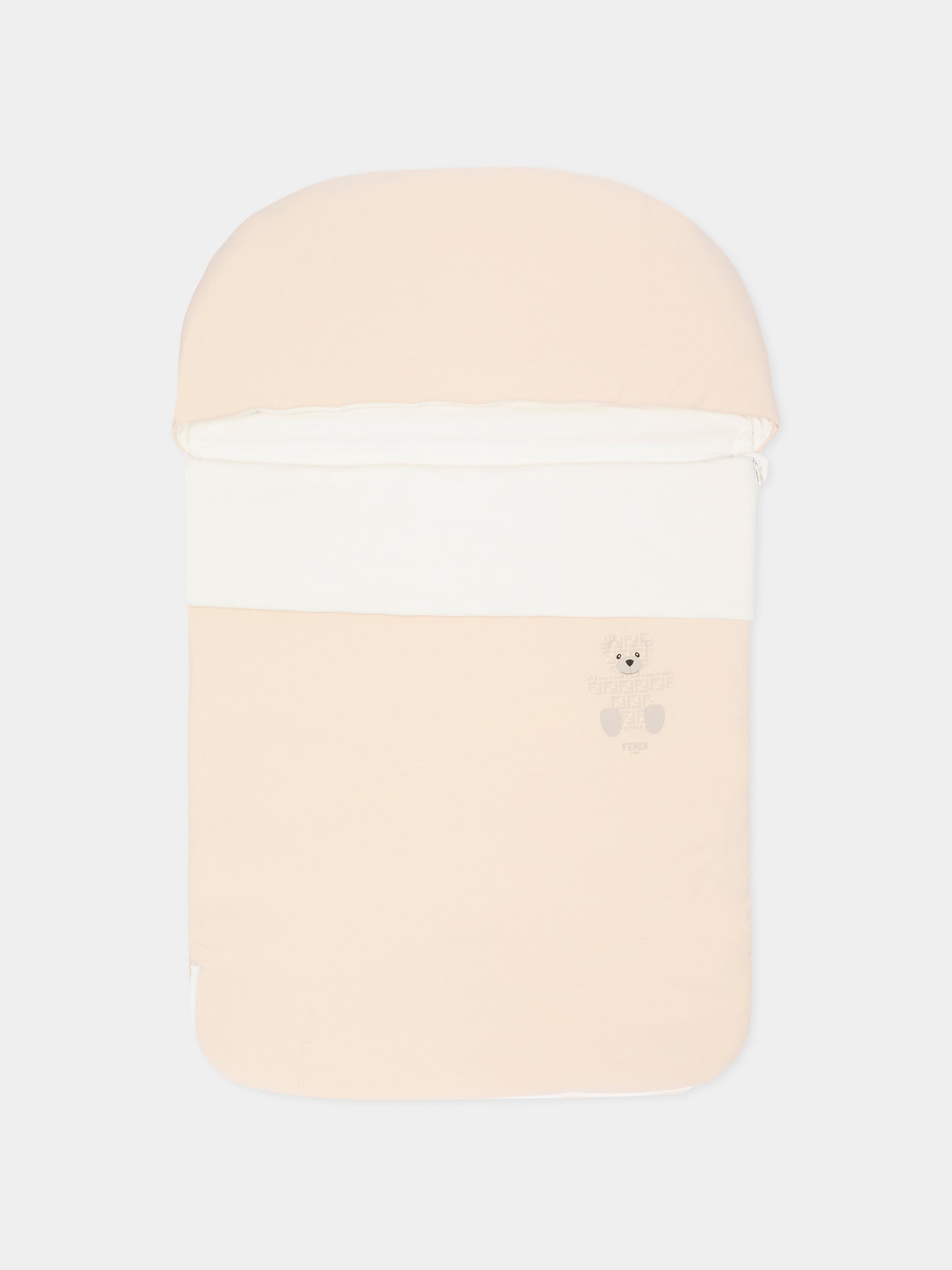 Sacco nanna beige per neonati con orsetto Fendi,Fendi Kids,BUJ306 ST8 F19J5