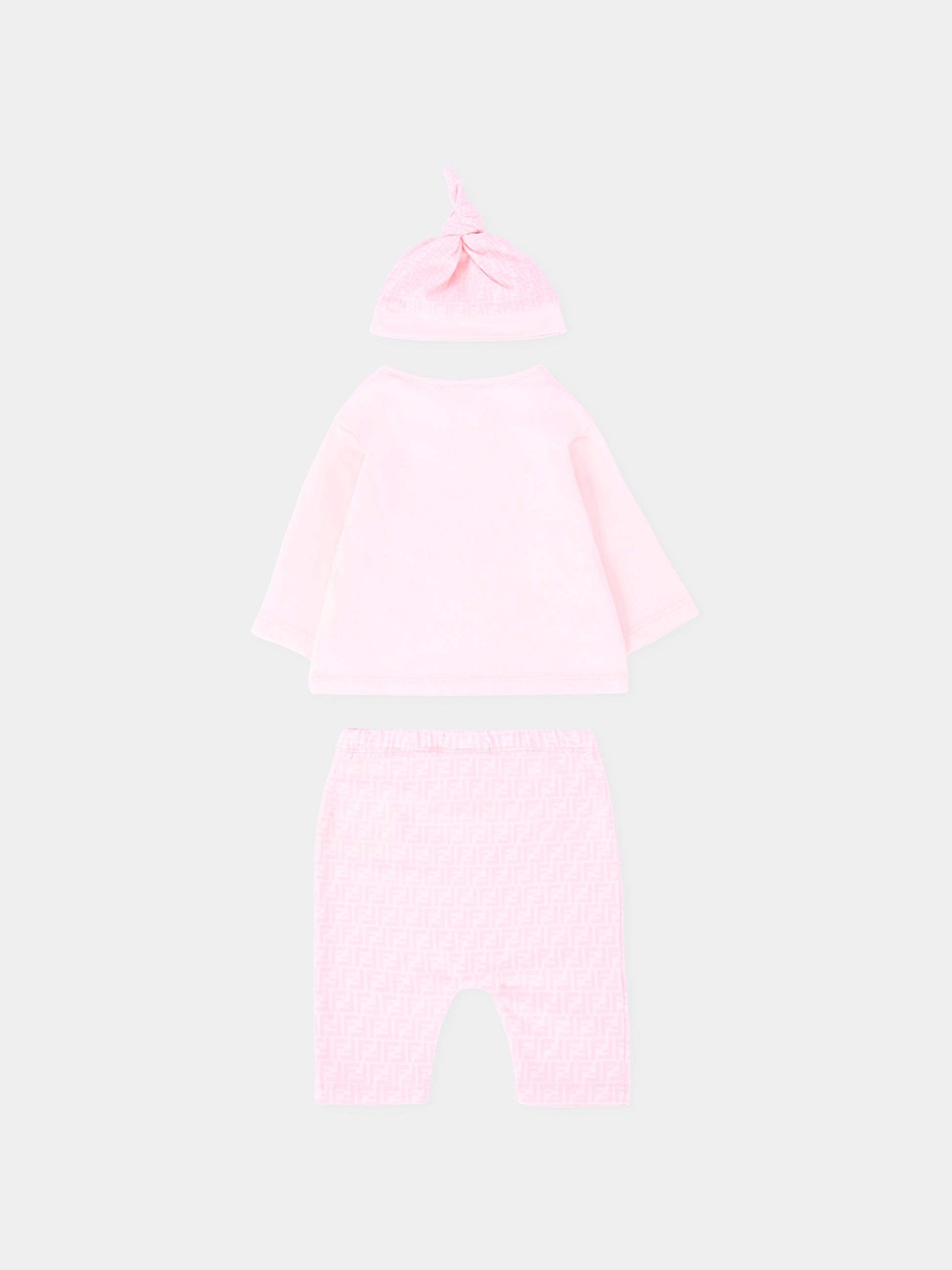 Completo nascita rosa per neonata con orsetto Fendi,Fendi Kids,BUK140 ST8 F0C11