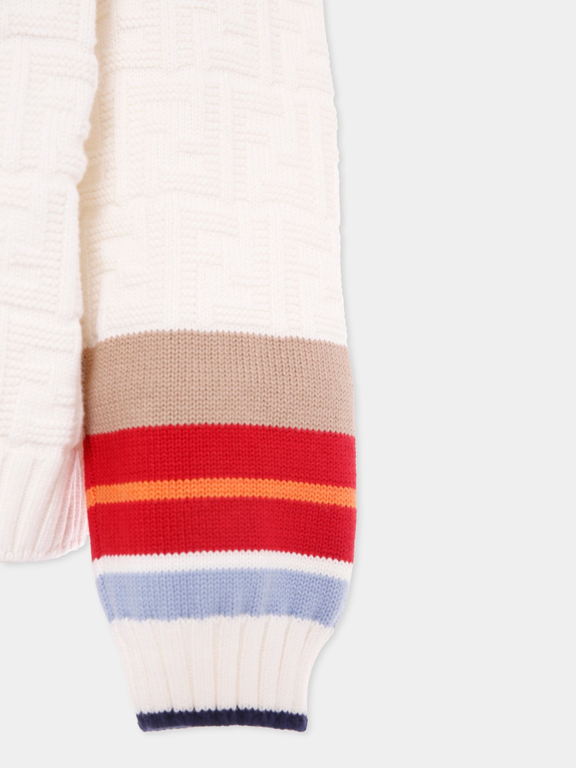 Cardigan avorio con  FF all-over per bambini,Fendi Kids,JMG130 AUKN F0TU9