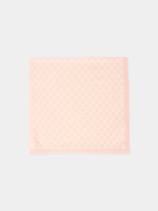 Coperta rosa per neonata con motivo GG,Gucci Kids,835345 3K206 5978