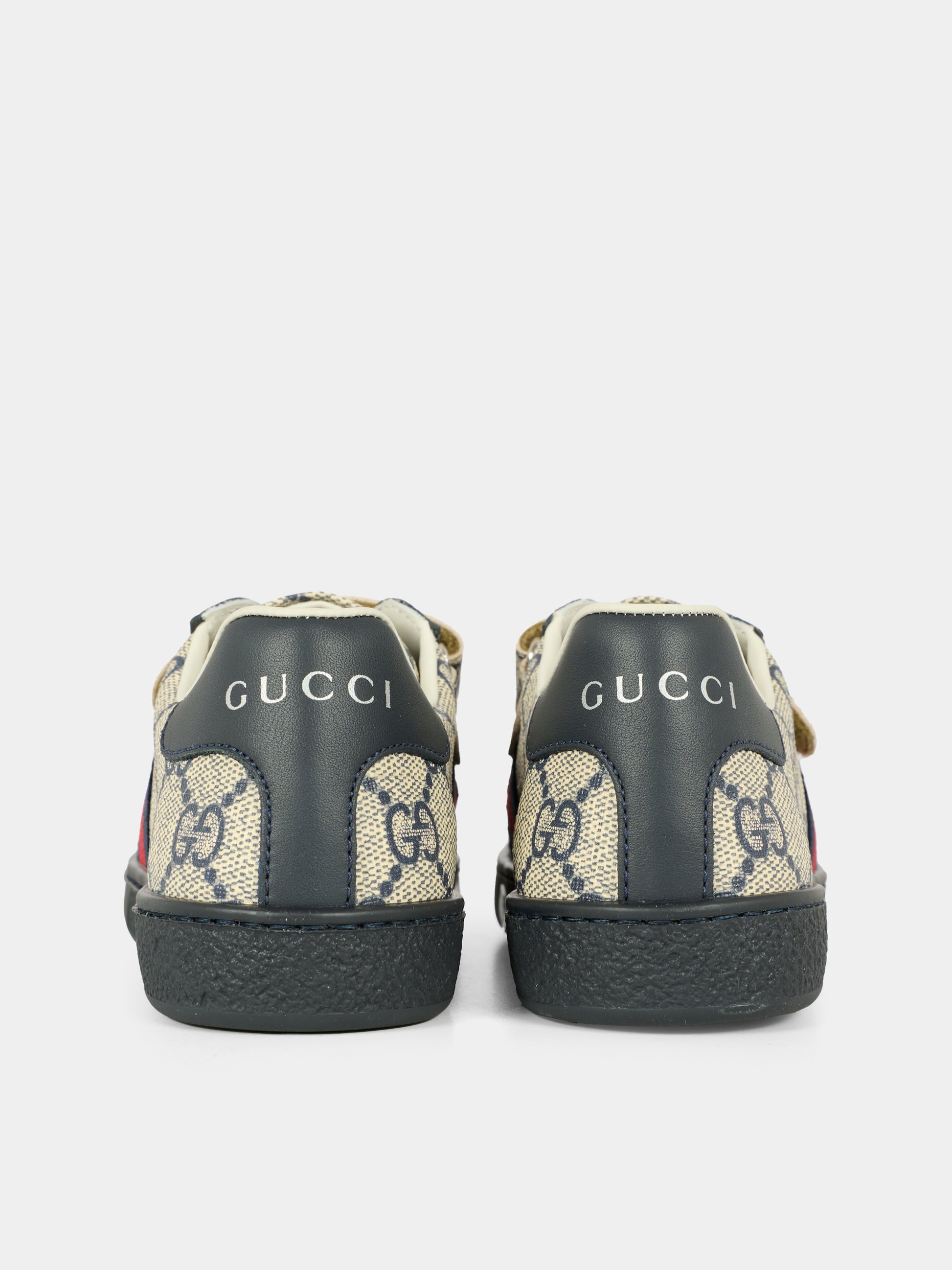 Sneakers Ace blu e grigio per bambini con dettaglio Web,Gucci Kids,463090 FACYF 4055