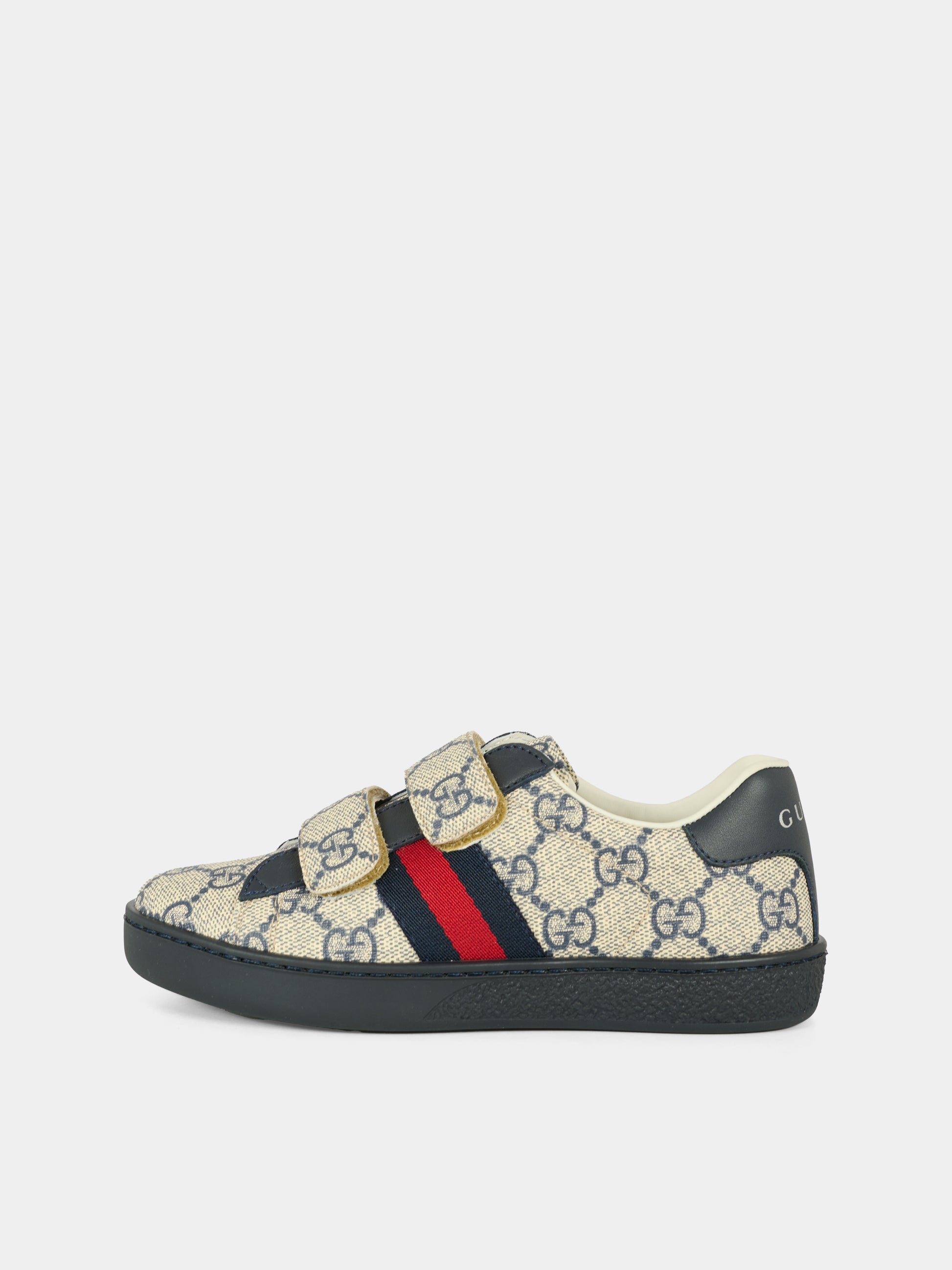 Sneakers Ace blu e grigio per bambini con dettaglio Web,Gucci Kids,463090 FACYF 4055