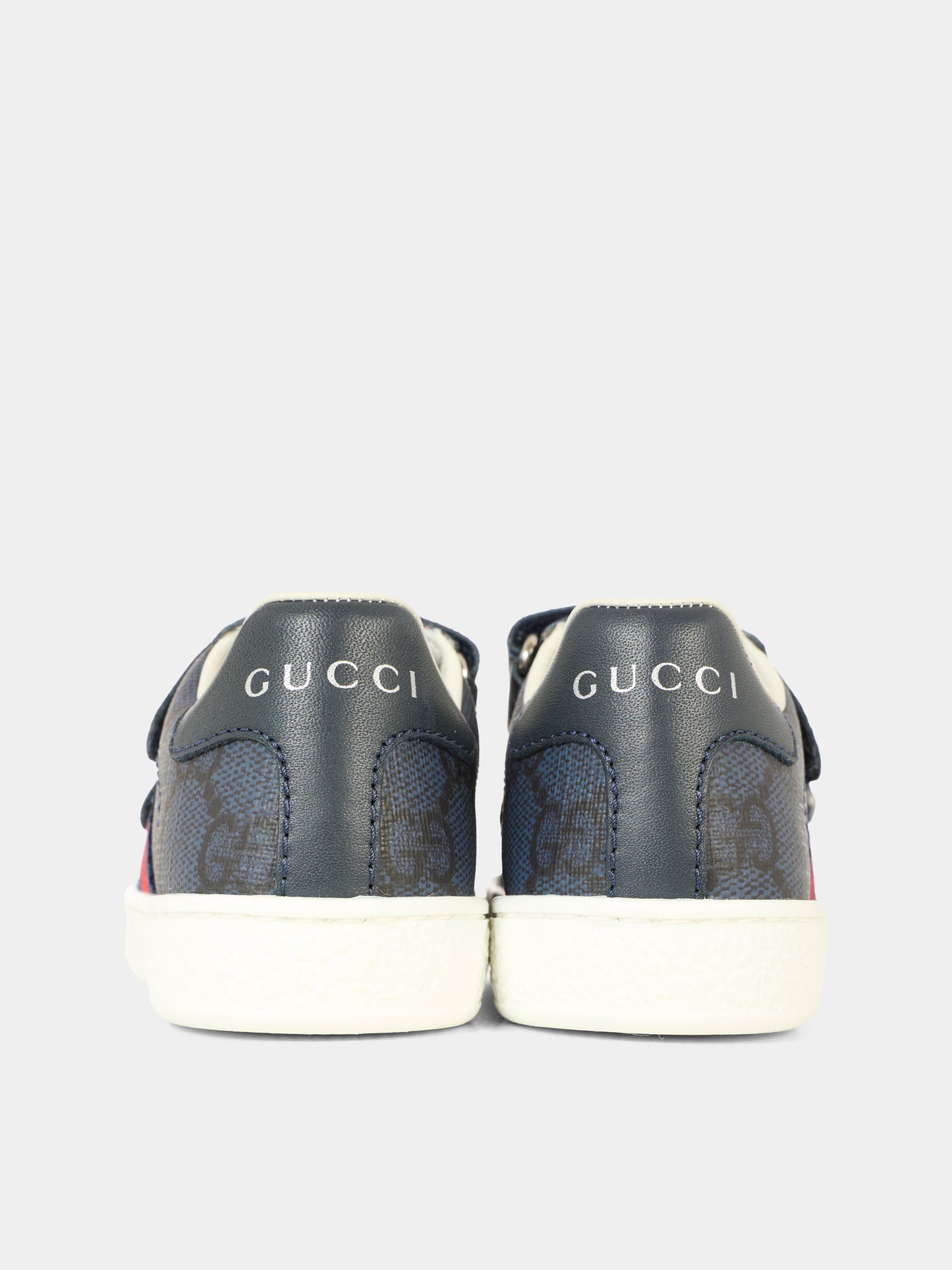 Sneakers Ace blu per neonati e bambini con dettaglio Web,Gucci Kids,463088 FAD47 8454