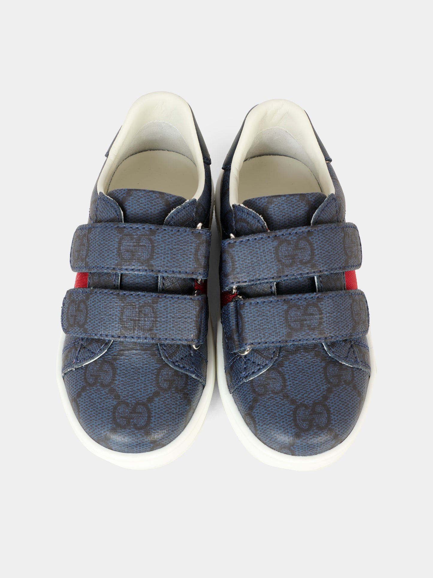 Sneakers Ace blu per neonati e bambini con dettaglio Web,Gucci Kids,463088 FAD47 8454