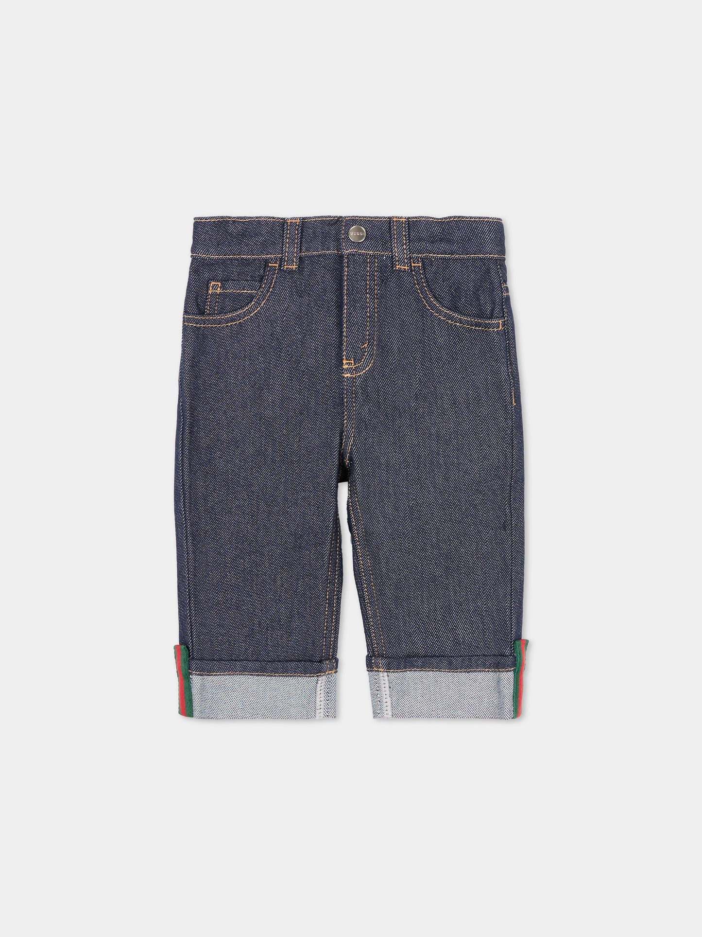 Jeans denim per neonati con dettaglio Web,Gucci Kids,830721 XDDCE 4759