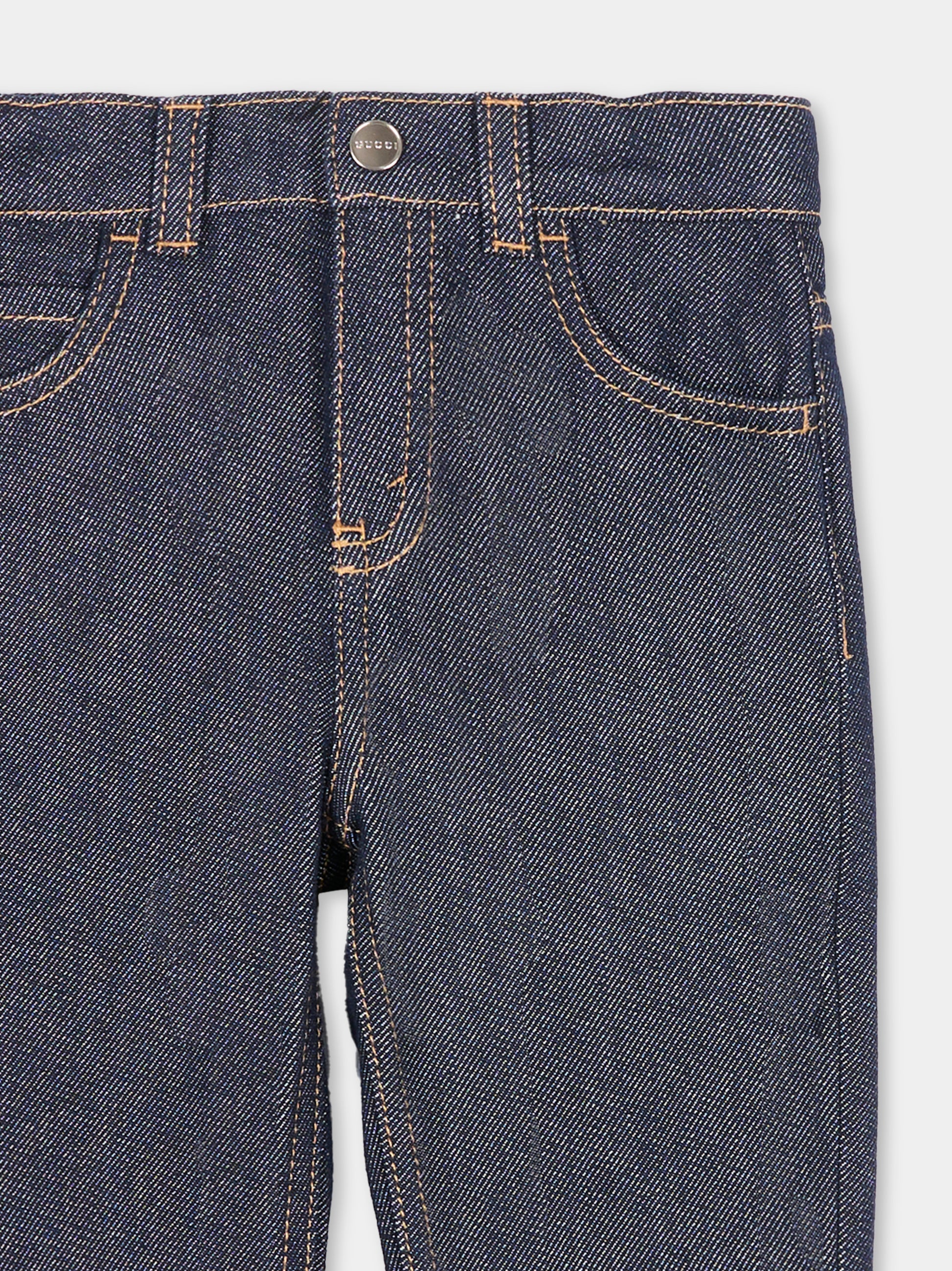 Jeans denim per neonati con dettaglio Web,Gucci Kids,830721 XDDCE 4759