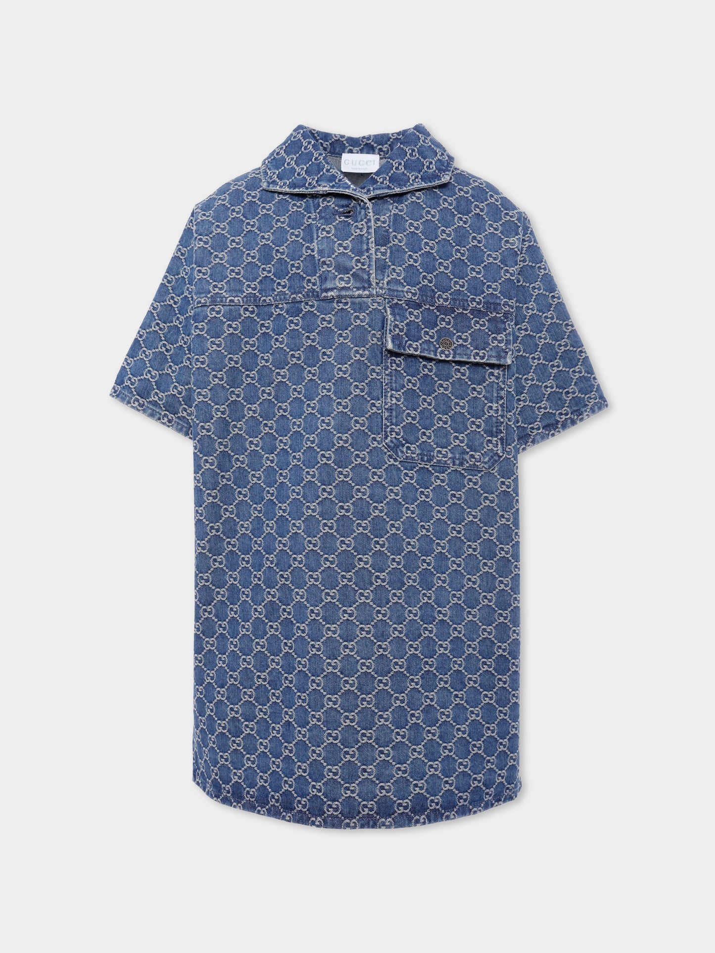 Vestito denim per bambina con motivo GG,Gucci Kids,827447 XDC6G 4266
