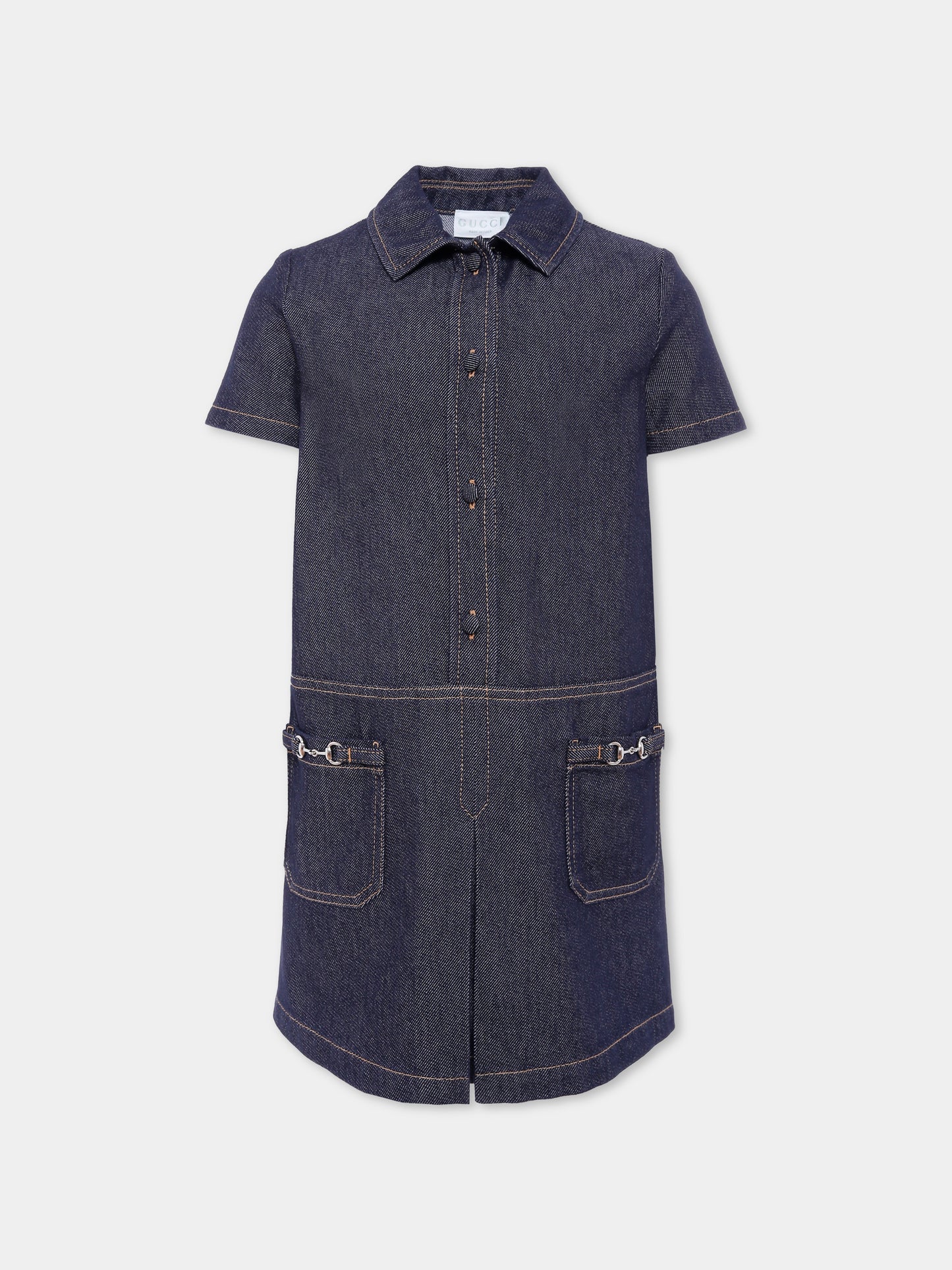 Vestito denim per bambina con morsetto,Gucci Kids,827449 XDDCP 4100
