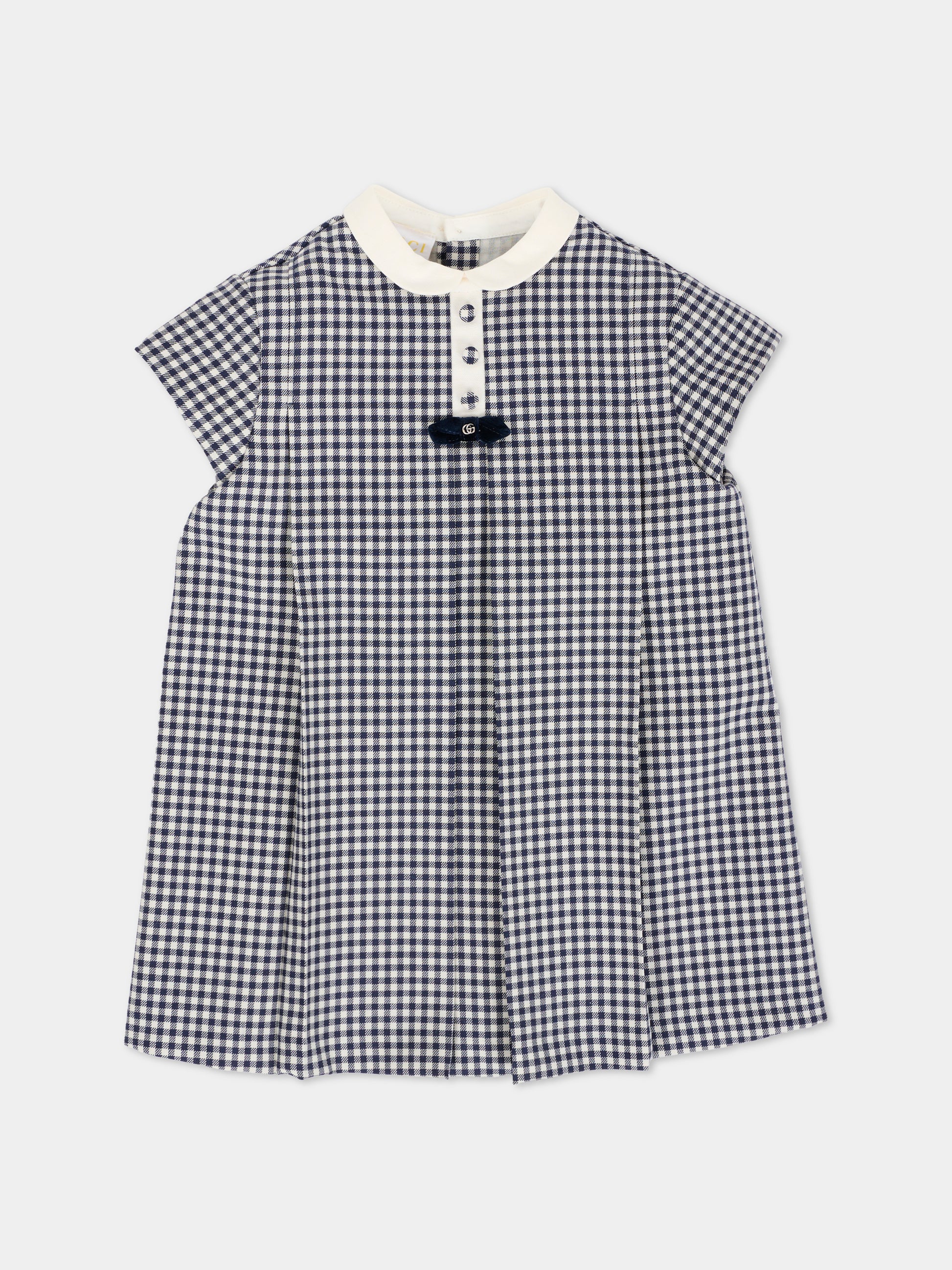 Vestito blu per neonata con logo GG,Gucci Kids,828498 XWA5S 9062