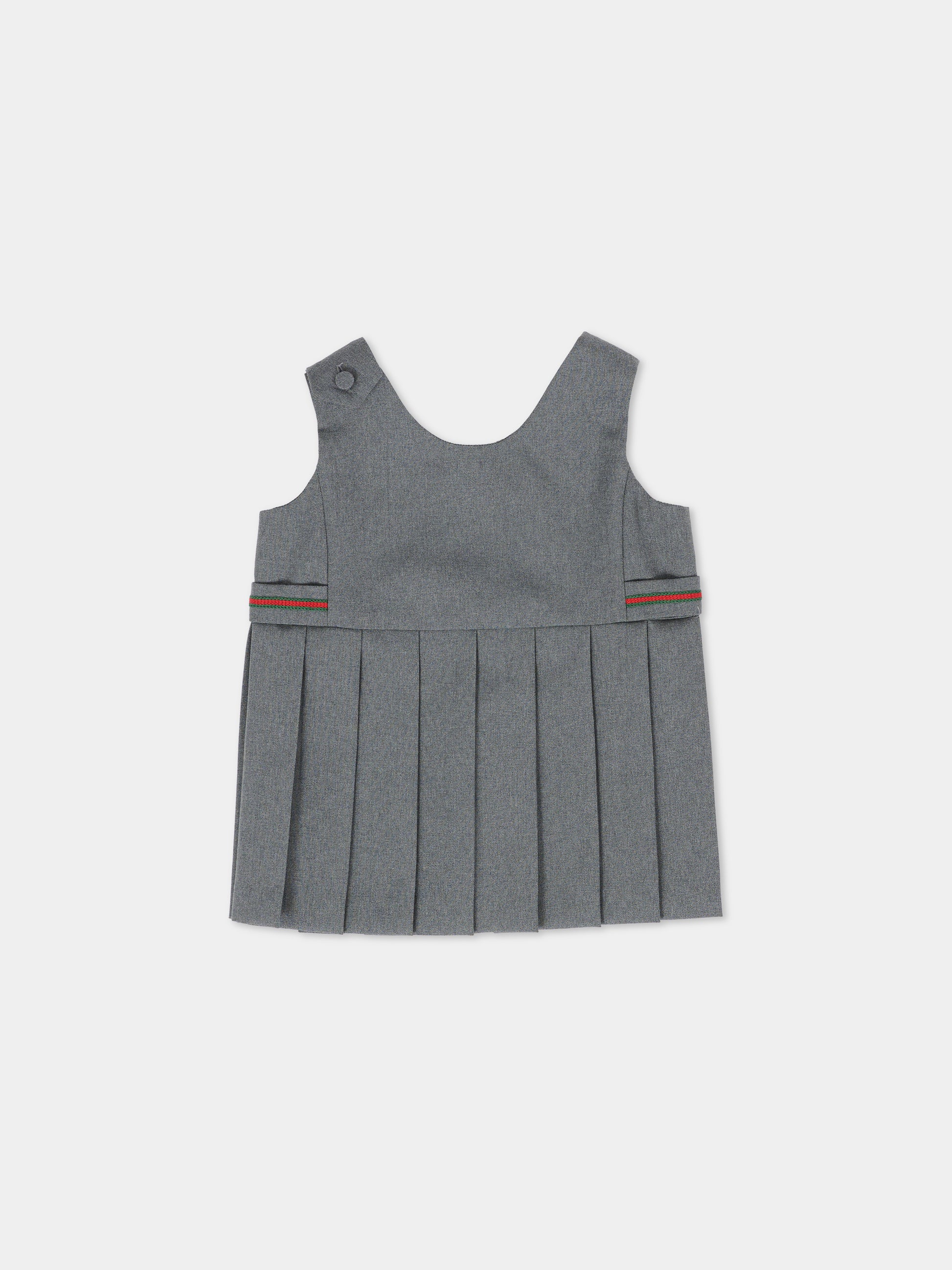 Vestito grigio per neonata con dettaglio Web,Gucci Kids,834384 XWA1Z 1401