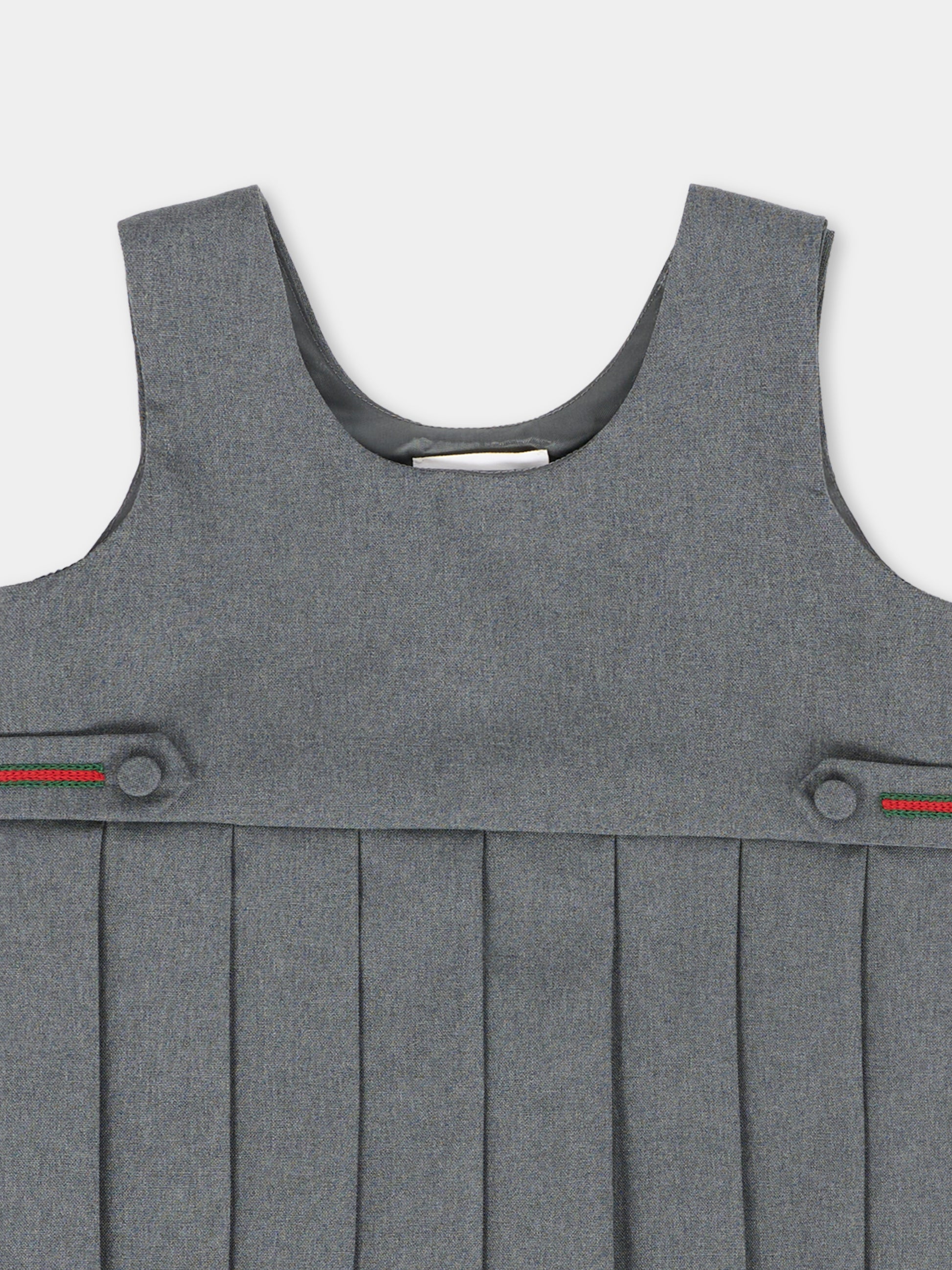 Vestito grigio per neonata con dettaglio Web,Gucci Kids,834384 XWA1Z 1401