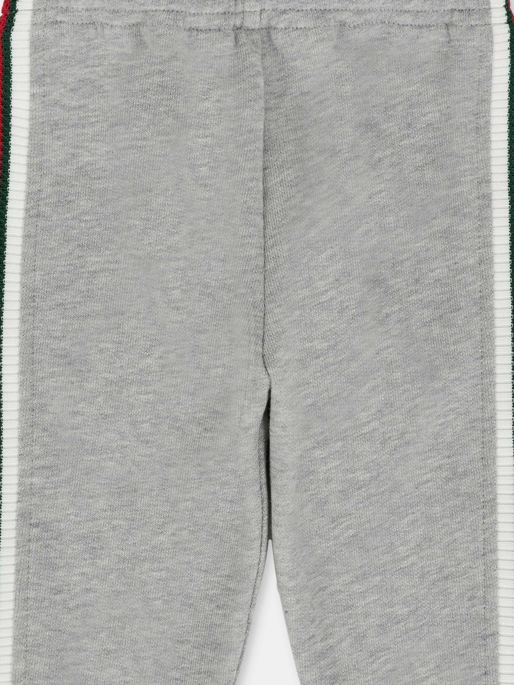 Pantaloni grigi per neonato con dettaglio Web,Gucci Kids,825186 XJHAQ 1183