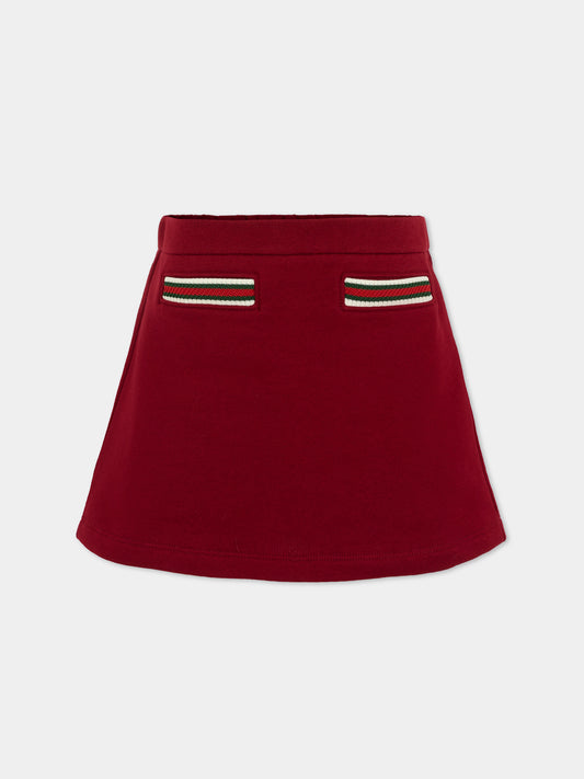 Gonna rossa per bambina con dettaglio Web,Gucci Kids,828792 XJHAQ 6318