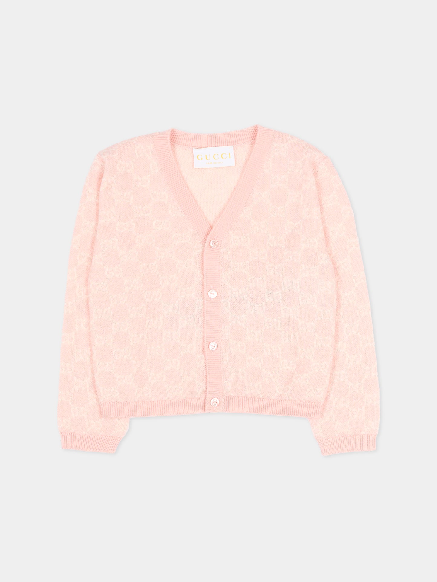 Cardigan rosa per neonata con motivo GG,Gucci Kids,834348 XKEZP 5012