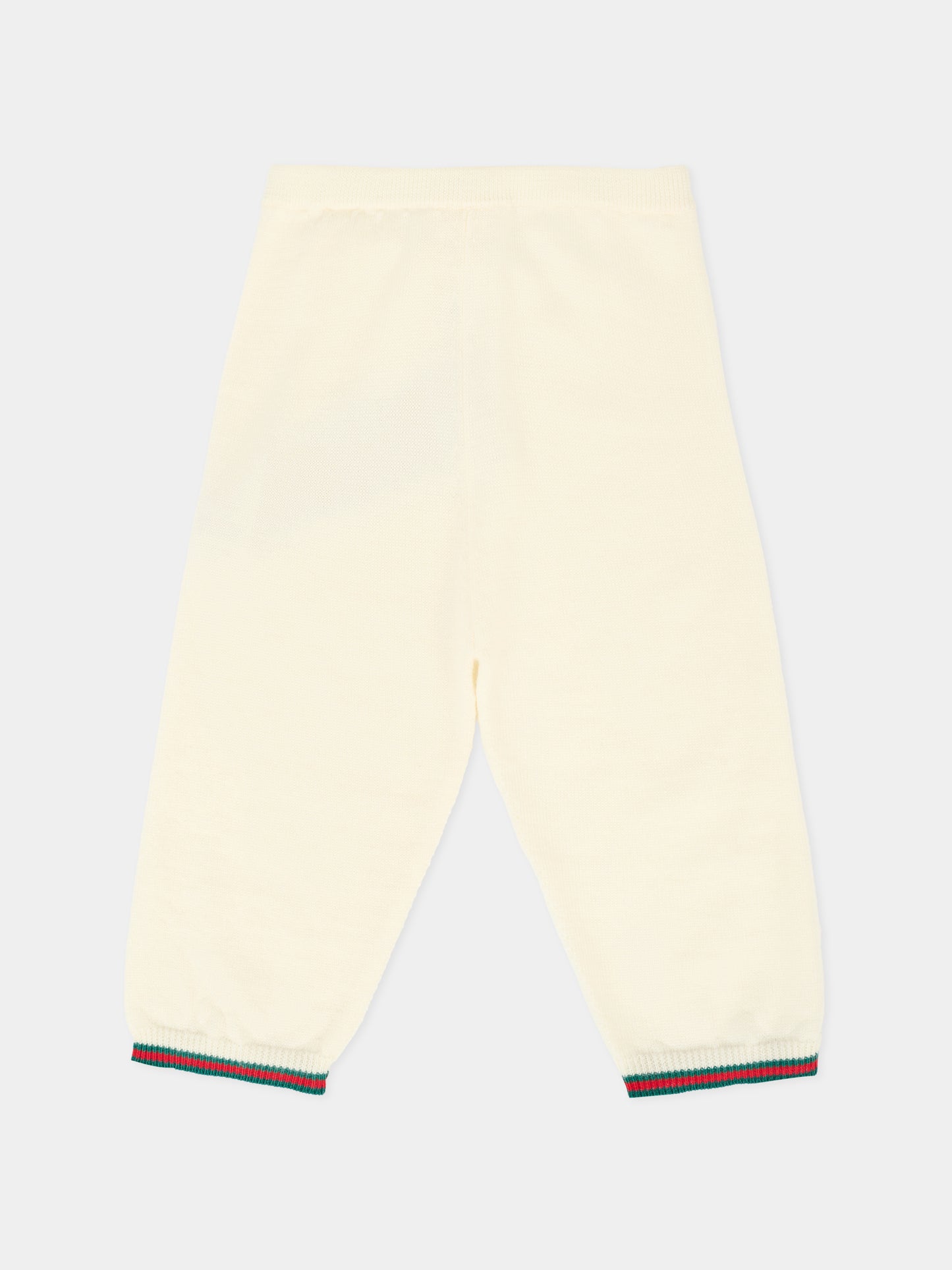 Pantaloni avorio per neonati con dettaglio Web,Gucci Kids,825864 XKEXM 9112