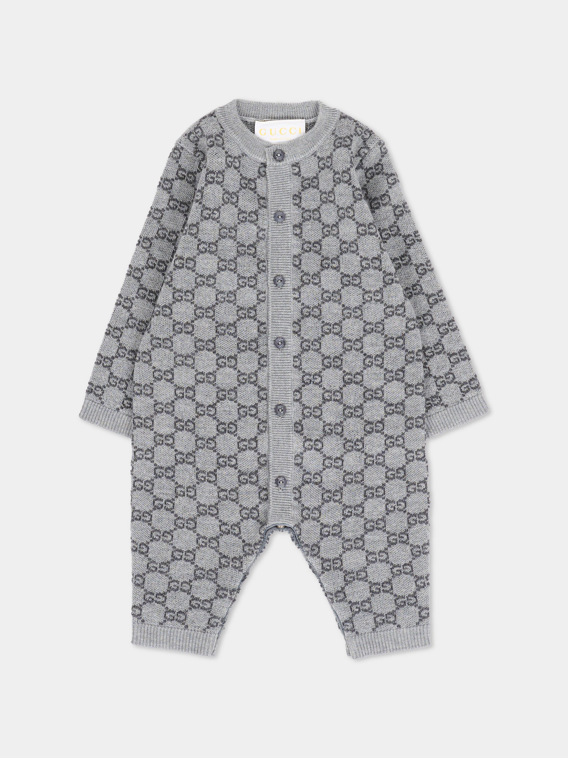 Tutina grigia per neonati con GG,Gucci Kids,834343 XKEZP 1018