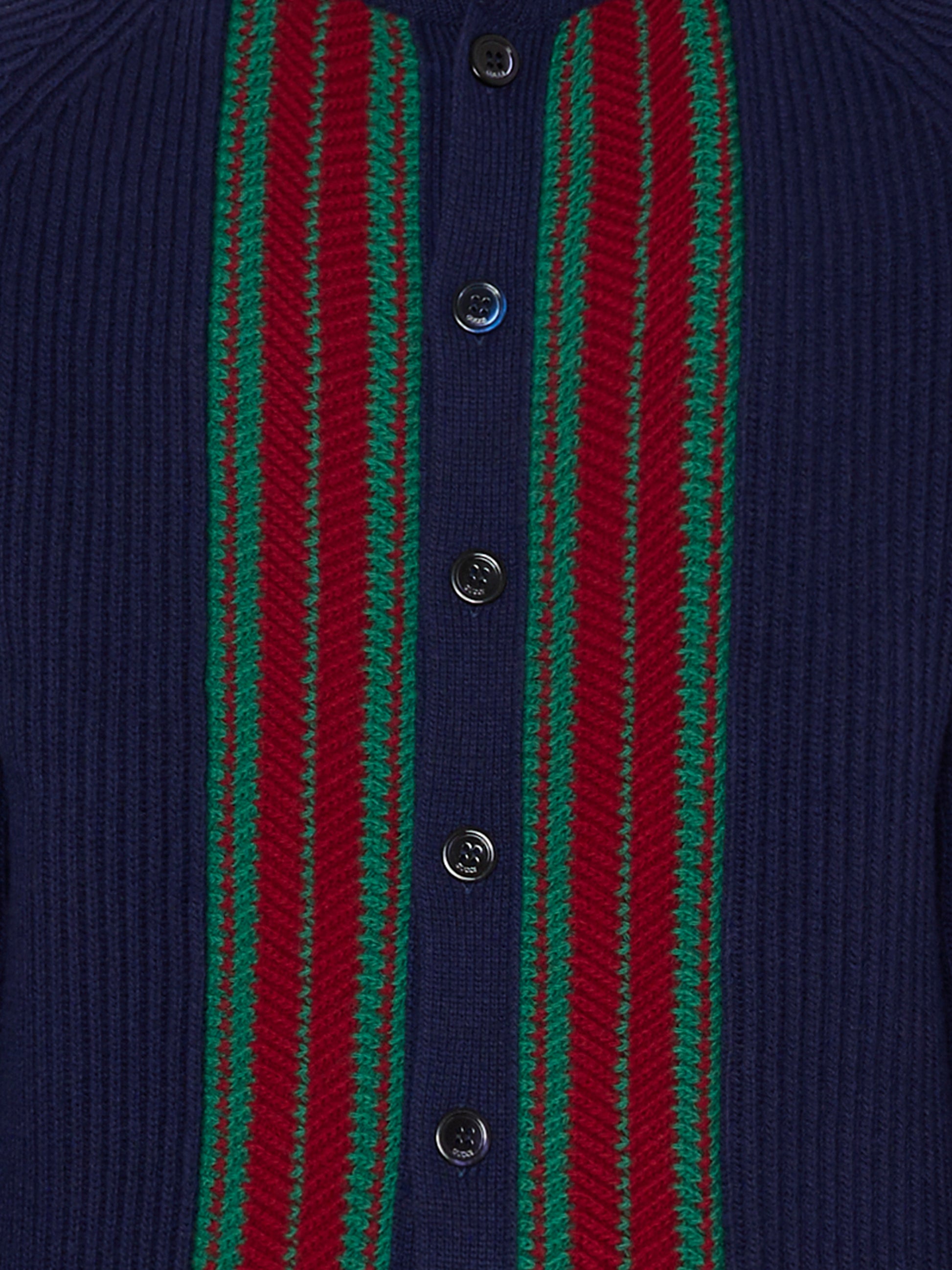 Cardigan blu per bamibini con dettaglio Web,Gucci Kids,823399 XKEXL 4551