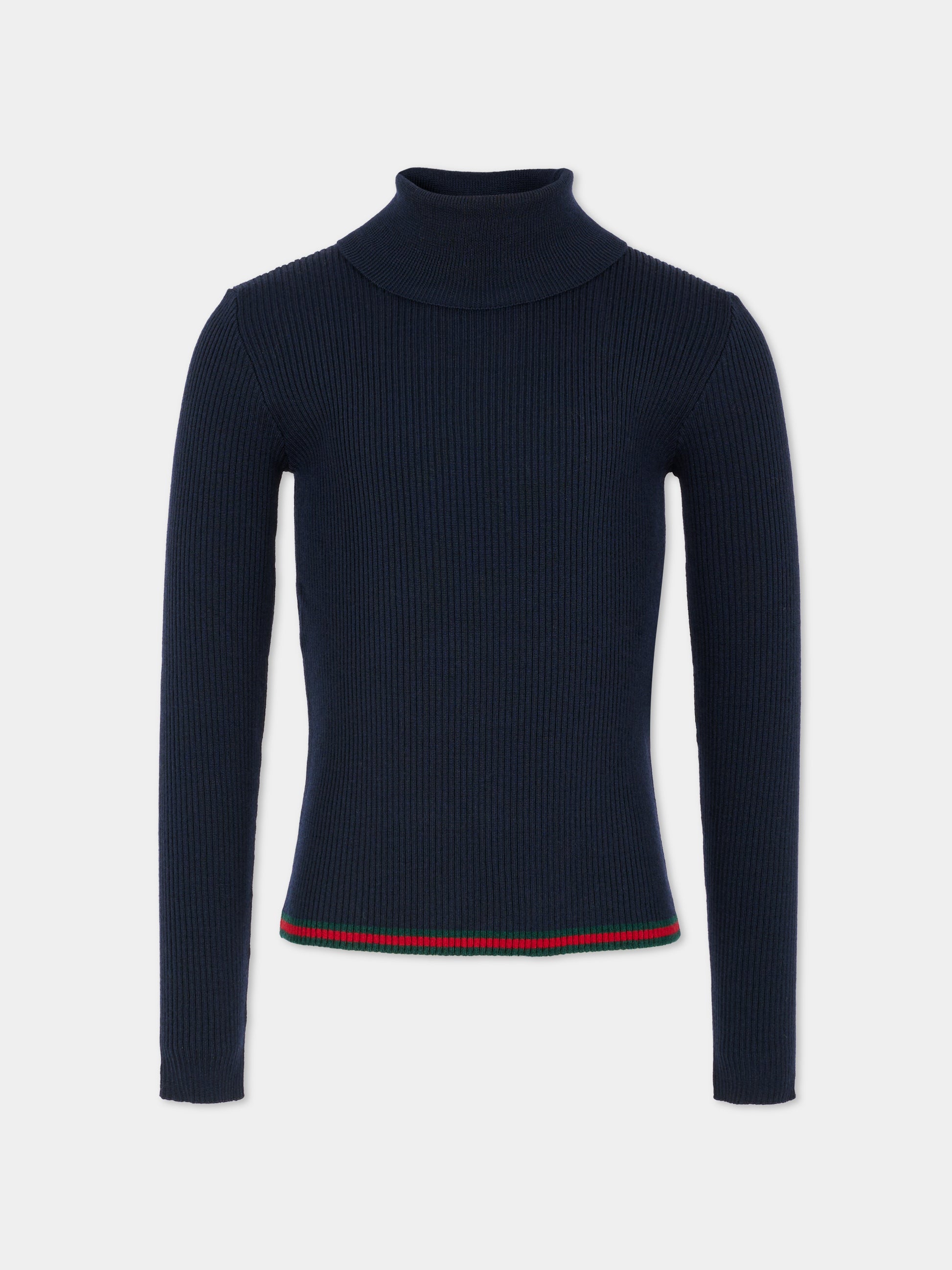 Dolcevita blu per bambini con dettaglio Web,Gucci Kids,828413 XKEZQ 4180