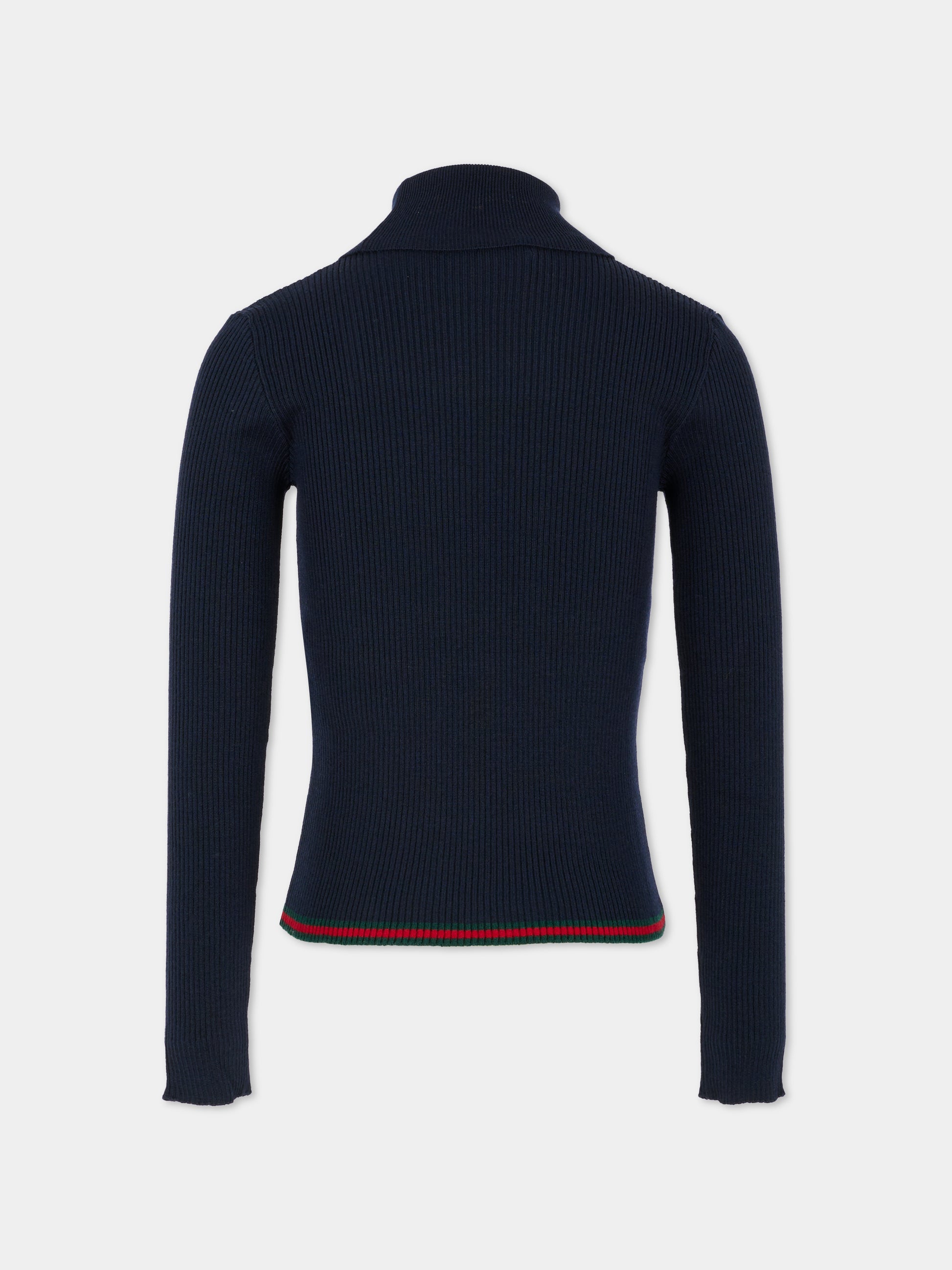 Dolcevita blu per bambini con dettaglio Web,Gucci Kids,828413 XKEZQ 4180