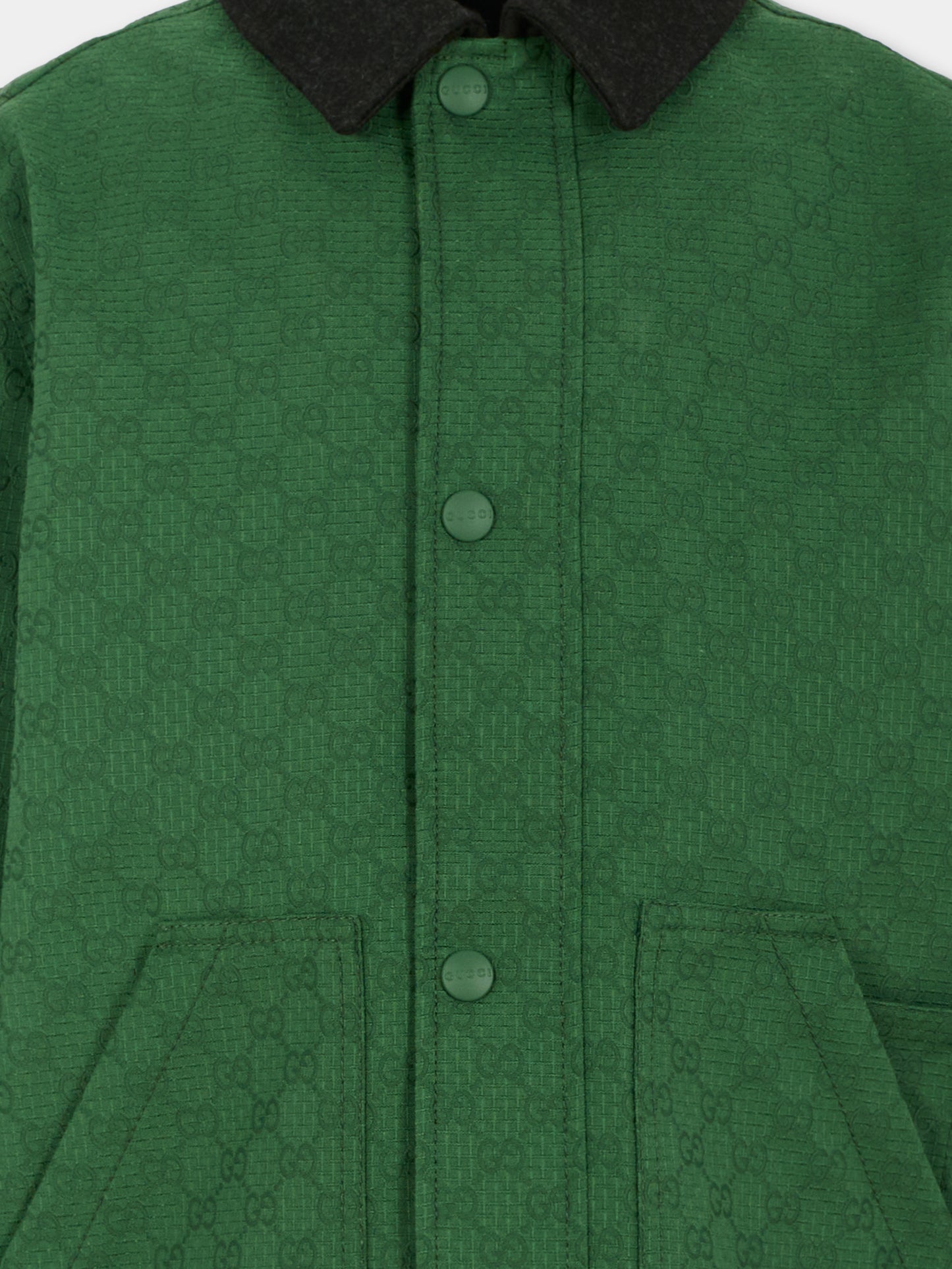 Parka verde per bambini con GG,Gucci Kids,824816 XWA43 3339