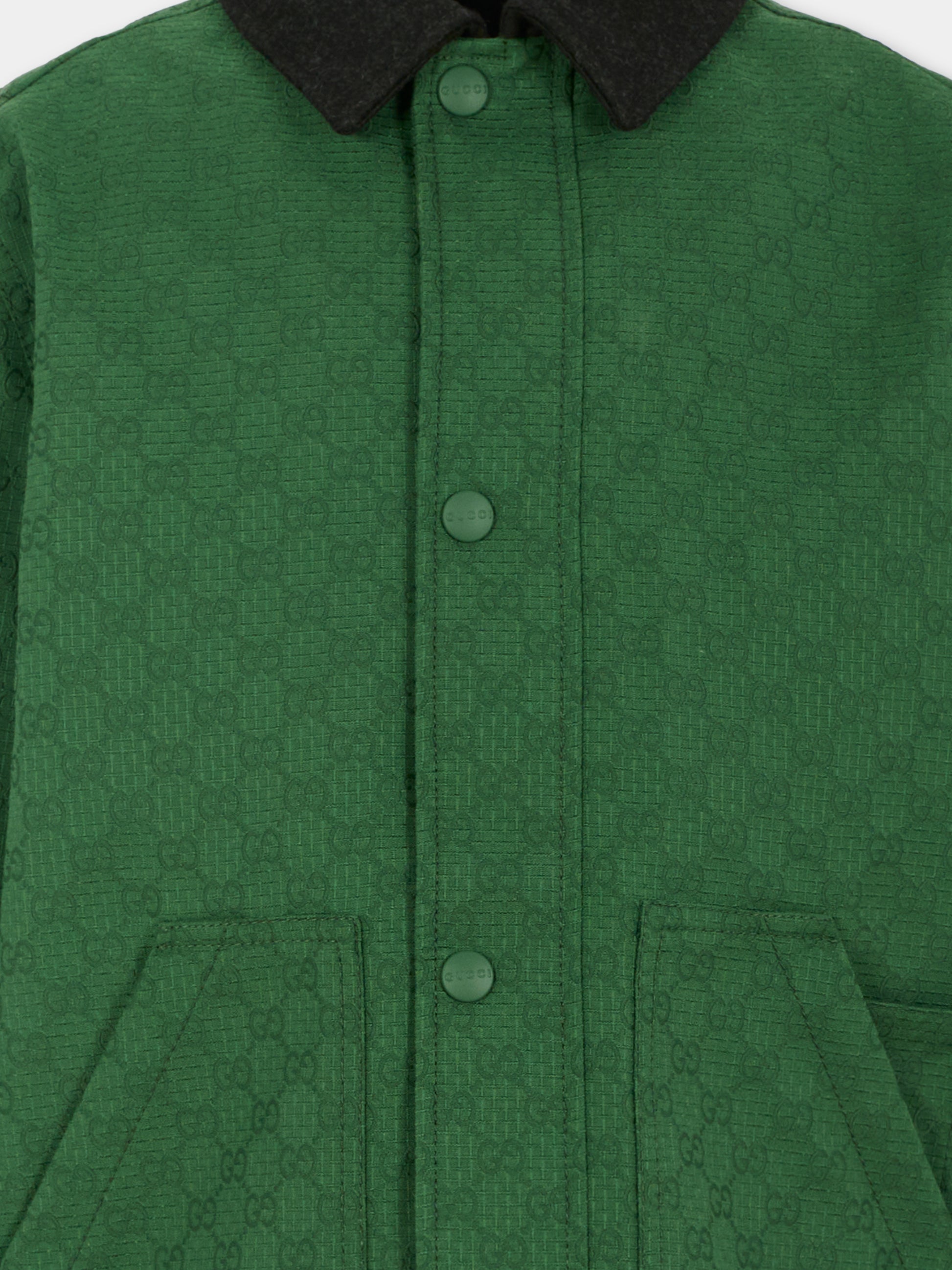 Parka verde per bambini con GG,Gucci Kids,824816 XWA43 3339