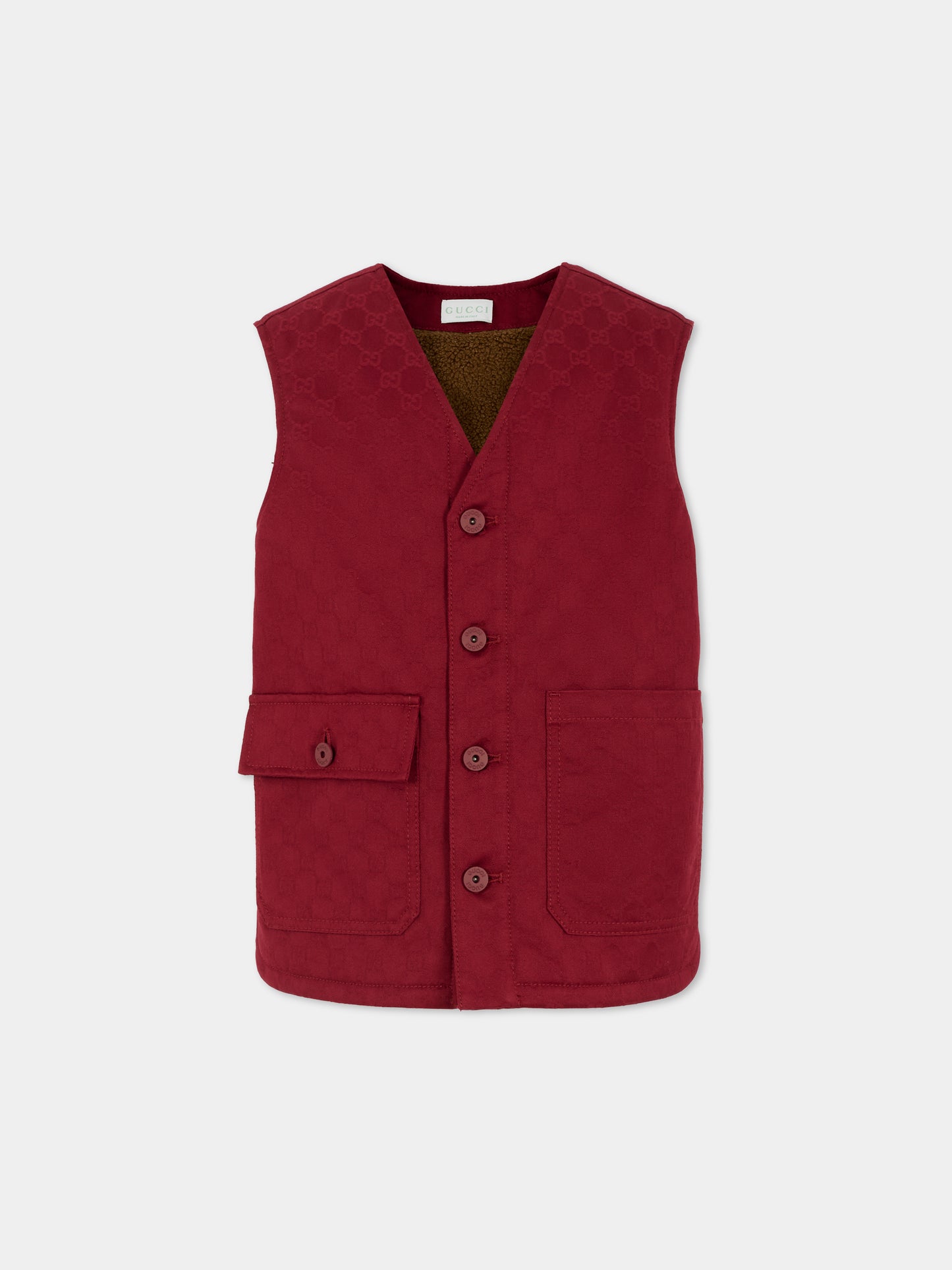 Gilet rosso per bambino con GG,Gucci Kids,826641 XDC9J 6052