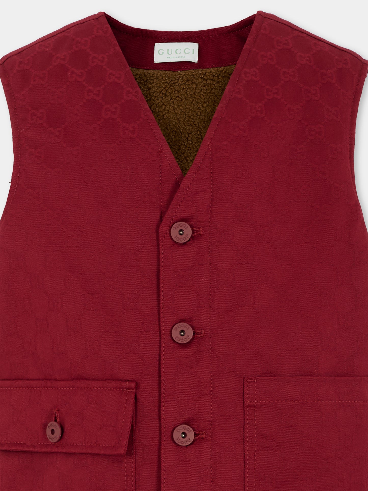 Gilet rosso per bambino con GG,Gucci Kids,826641 XDC9J 6052