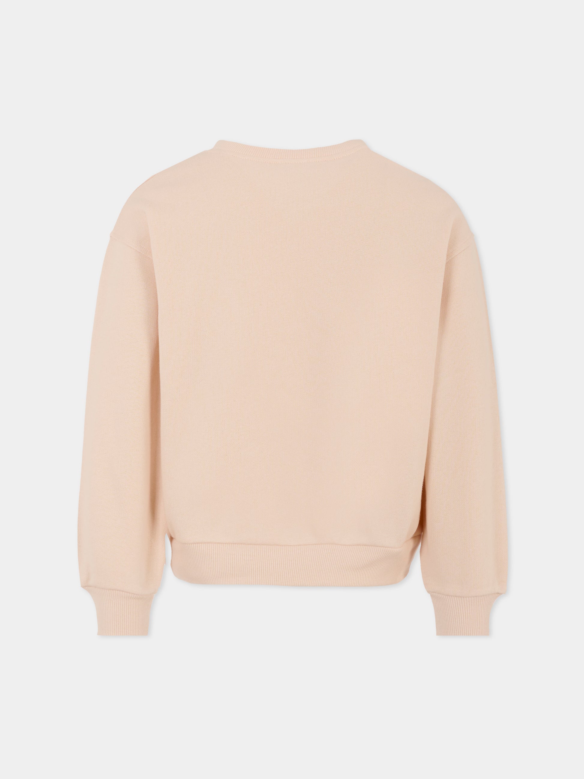 Felpa rosa per bambina con incrocio GG e fiori,Gucci Kids,799331 XJHFR 6341