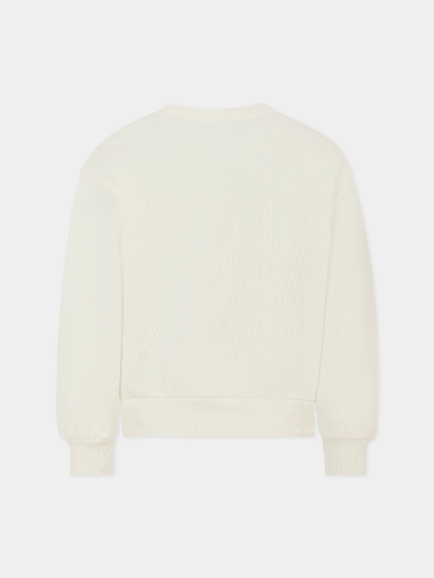 Felpa bianca per bambina con incrocio GG e fiori,Gucci Kids,799331 XJHFR 9214