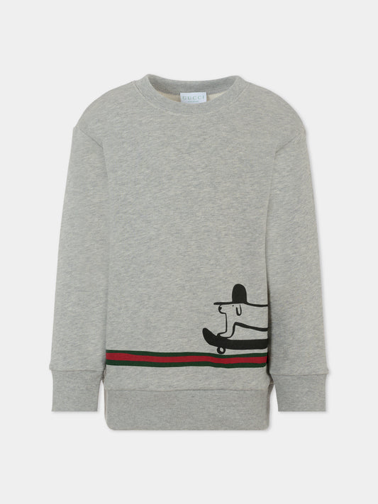 Felpa grigia per bambini con stampa cane,Gucci Kids,569693 XJHCA 1183