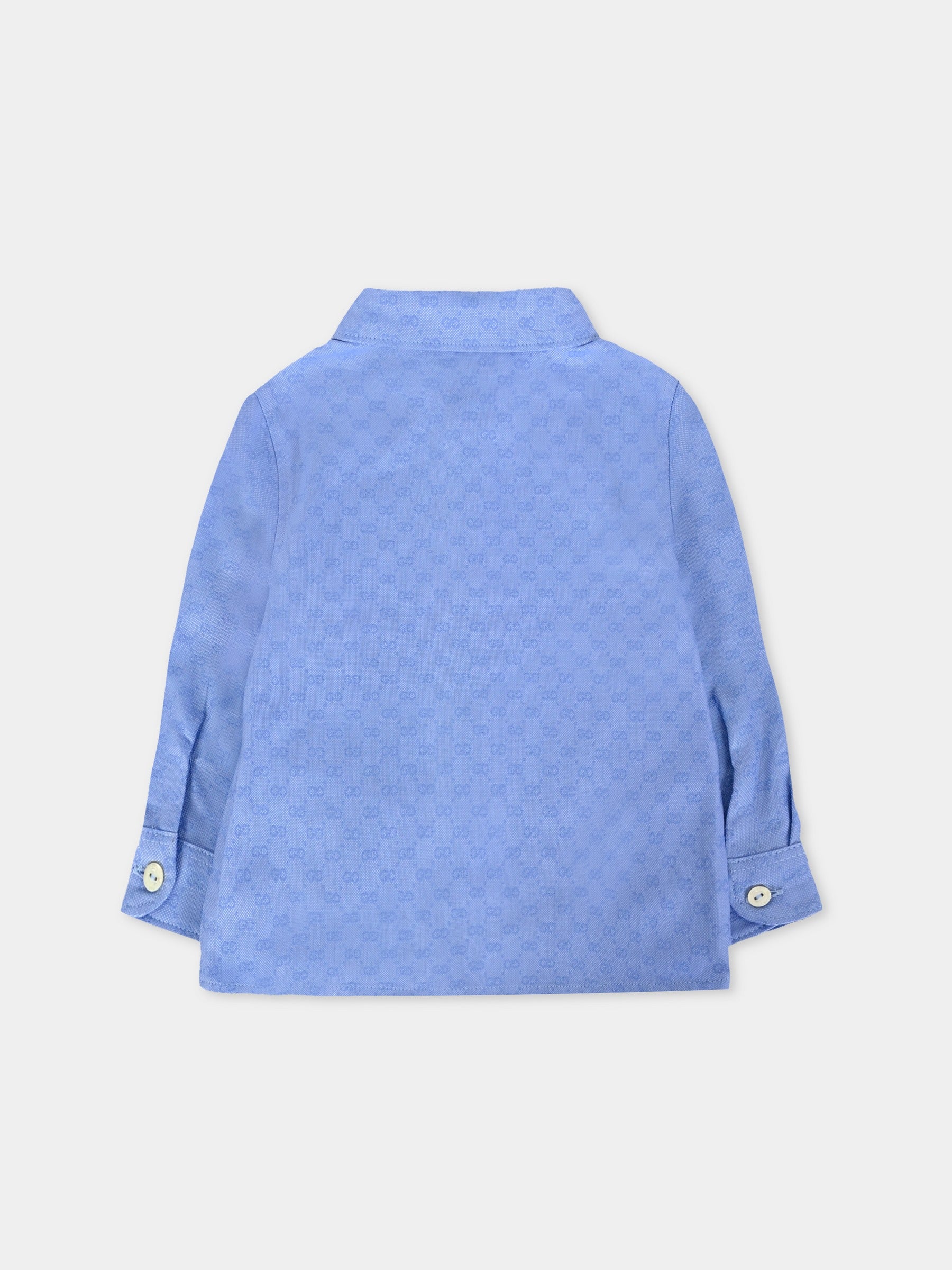 Camicia azzurra per neonato con motivo GG,Gucci Kids,824855 XWA5J 4910