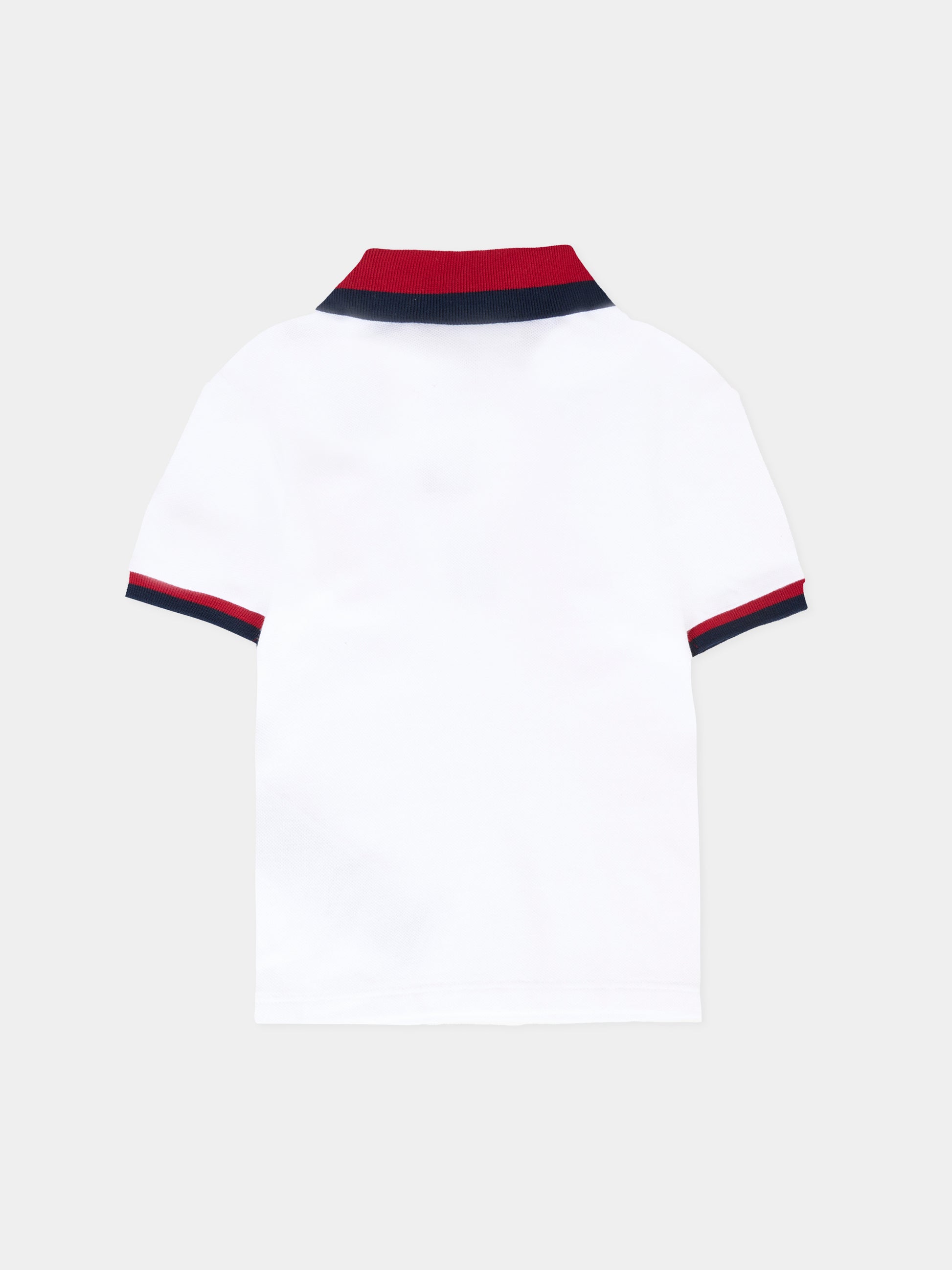 Polo bianca per neonato con dettaglio Web,Gucci Kids,832309 XJHAN 9250