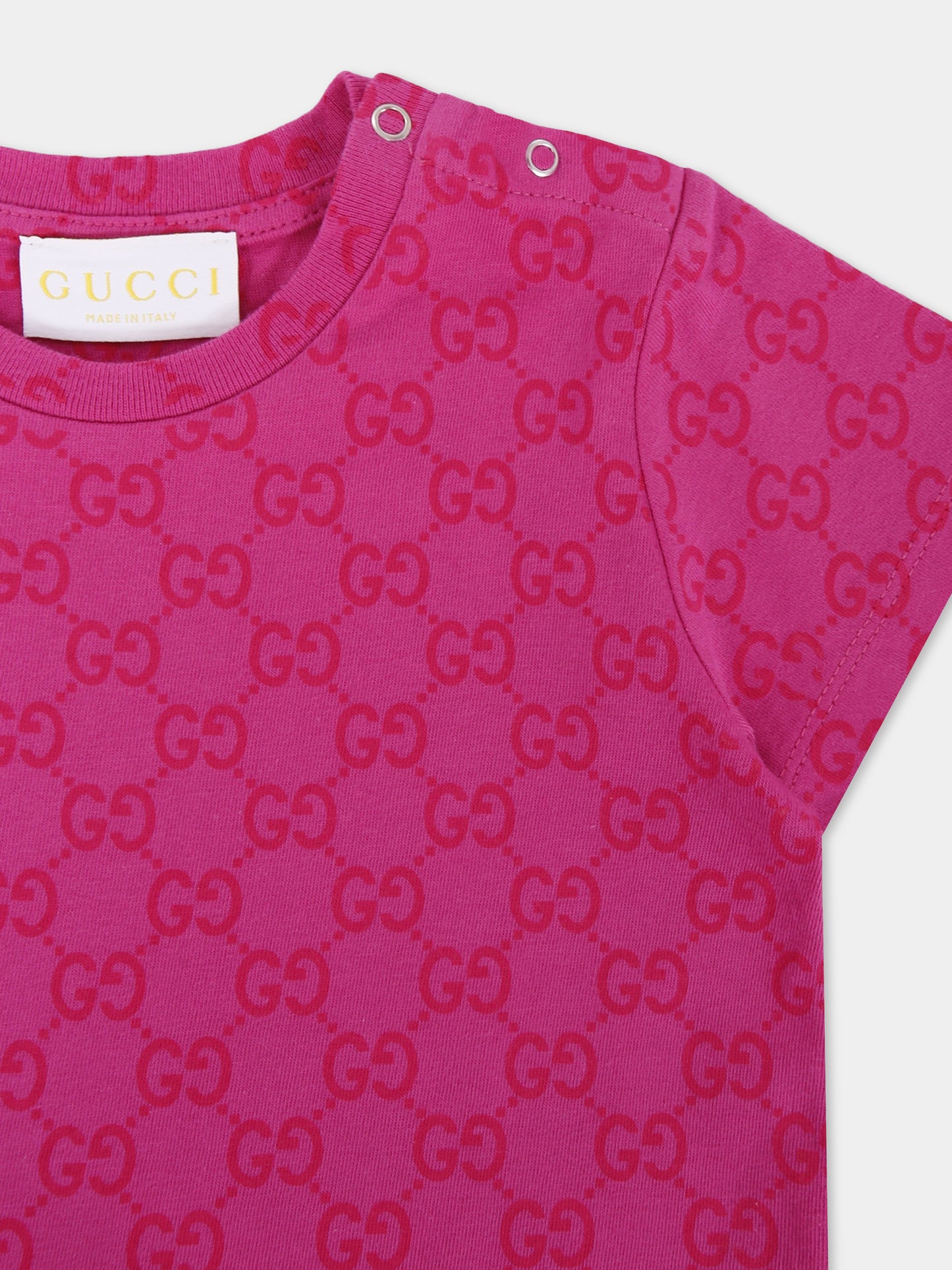 T-shirt fucsia per neonata con motivo GG,Gucci Kids,836273 XJHE8 5015