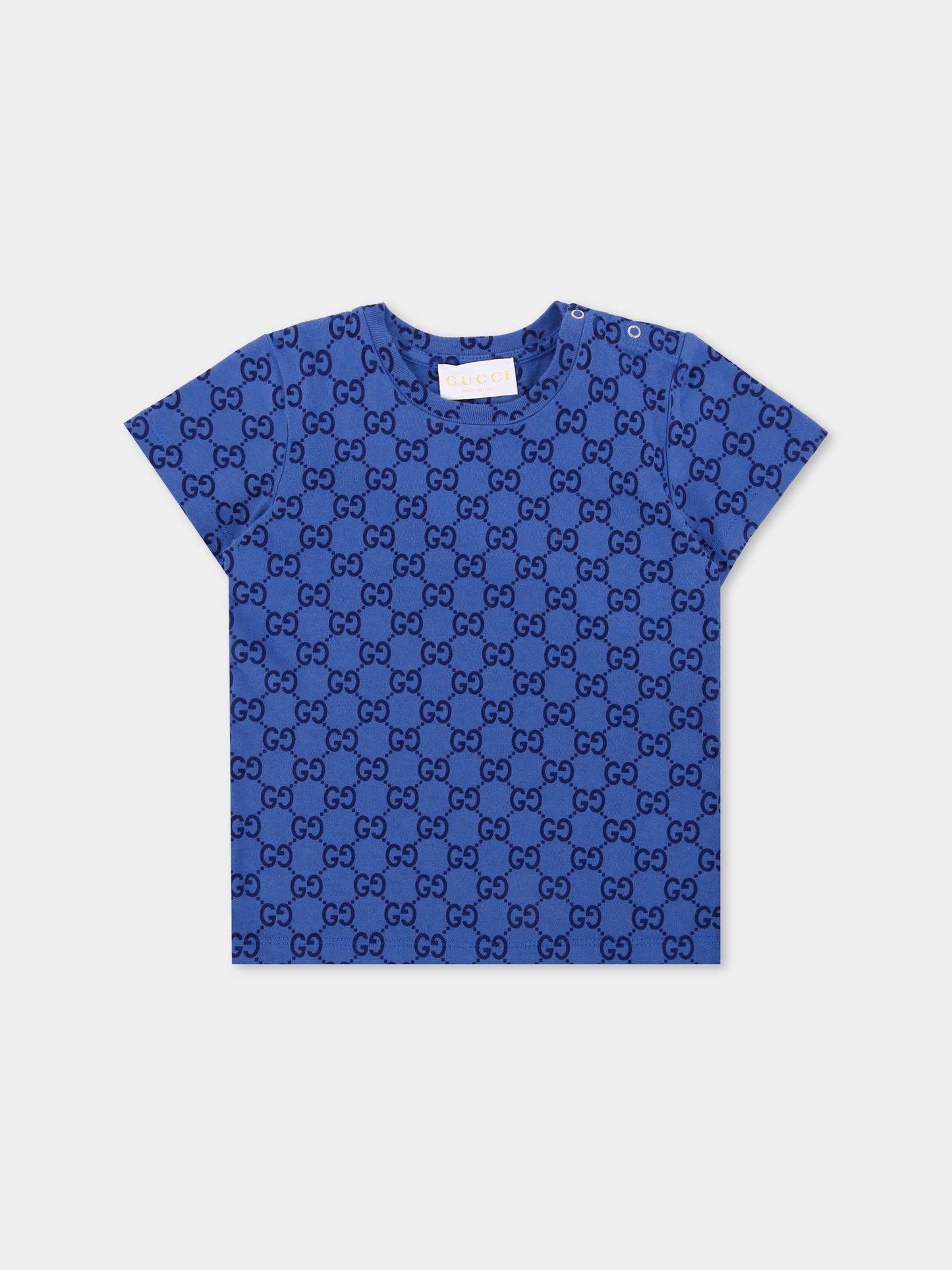 T-shirt blu per neonati con motivo GG,Gucci Kids,836273 XJHE8 4463