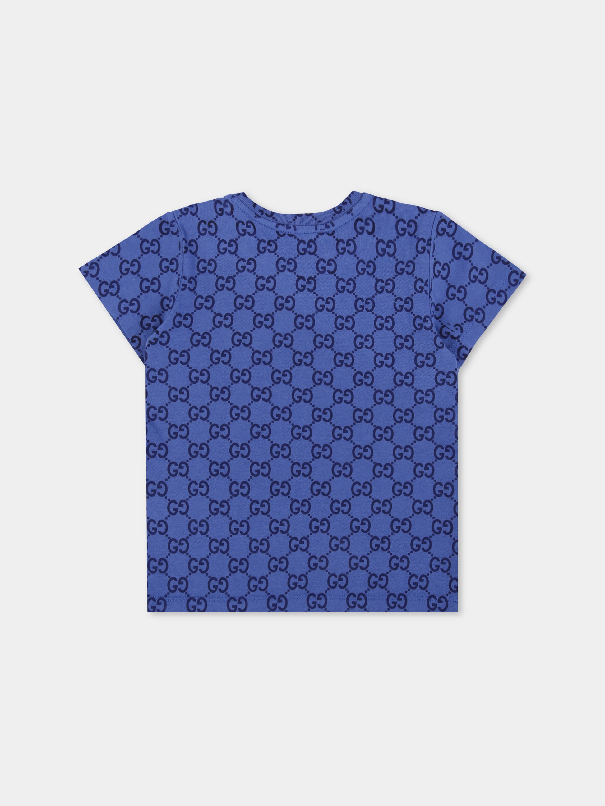 T-shirt blu per neonati con motivo GG,Gucci Kids,836273 XJHE8 4463