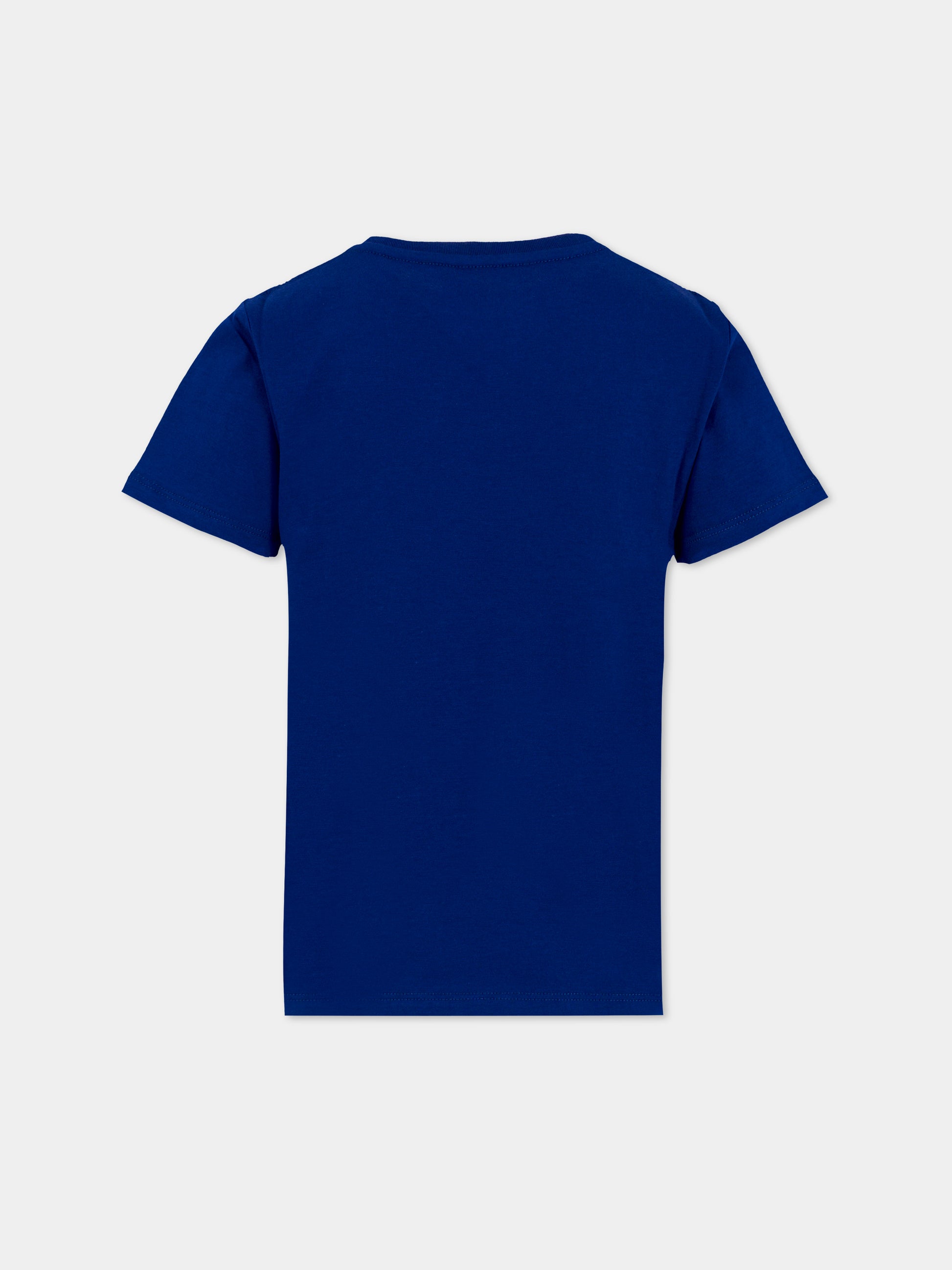T-shirt blu per bambini con logo,Gucci Kids,547559 XJHBQ 4276