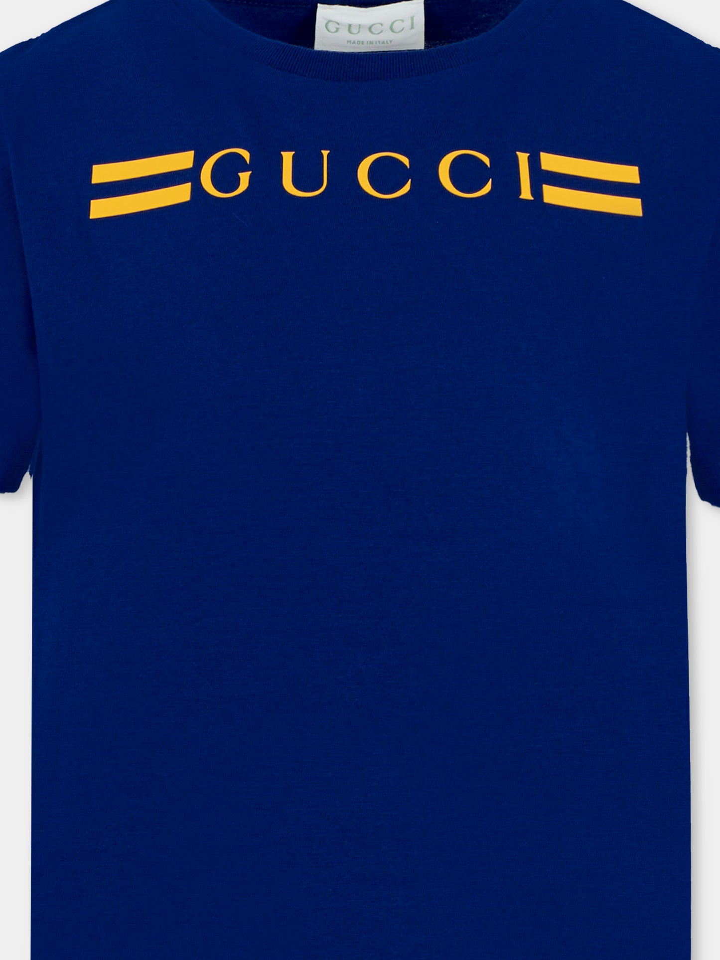 T-shirt blu per bambini con logo,Gucci Kids,547559 XJHBQ 4276