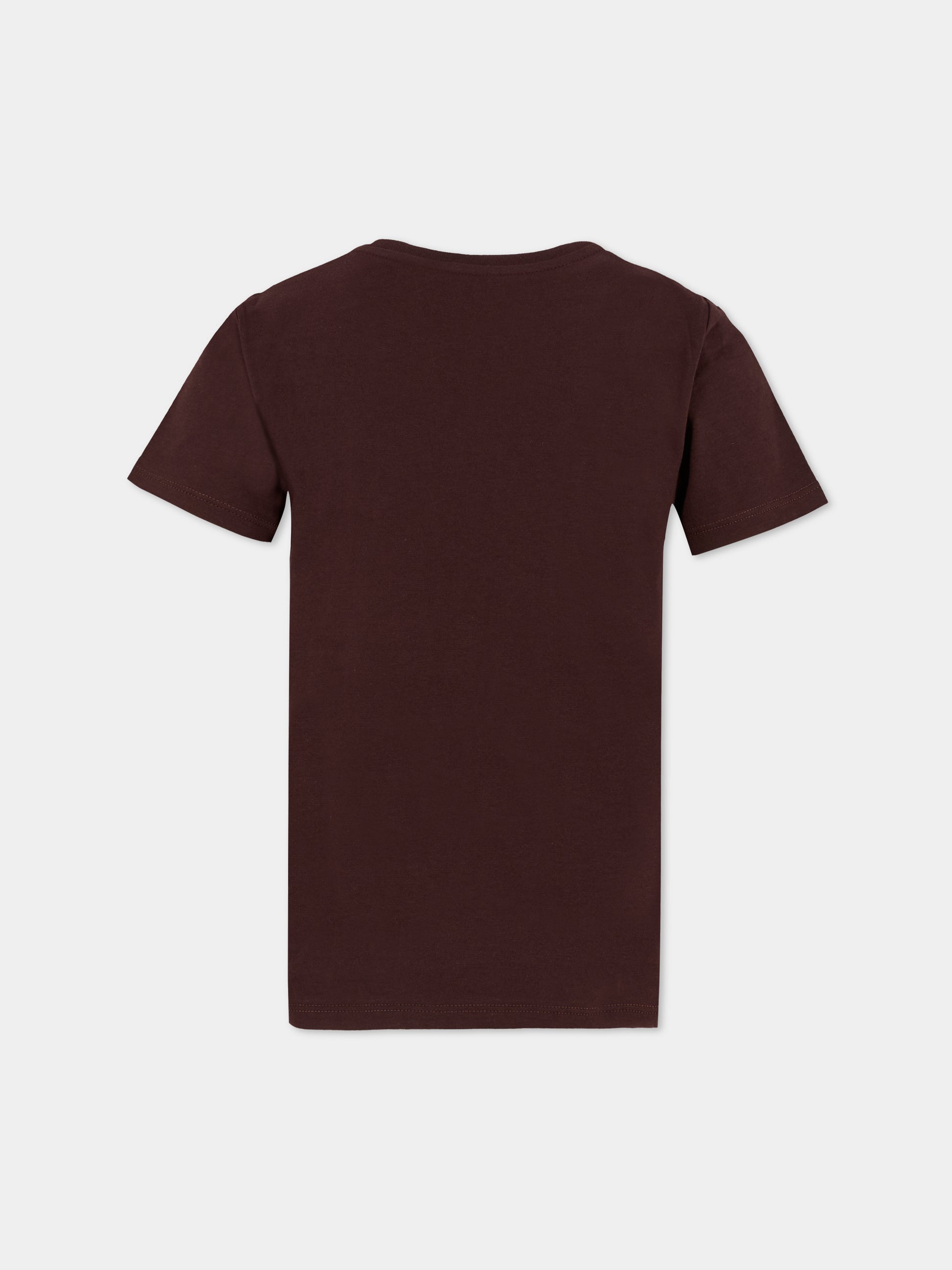 T-shirt marrone per bambini con logo,Gucci Kids,547559 XJHBQ 5032