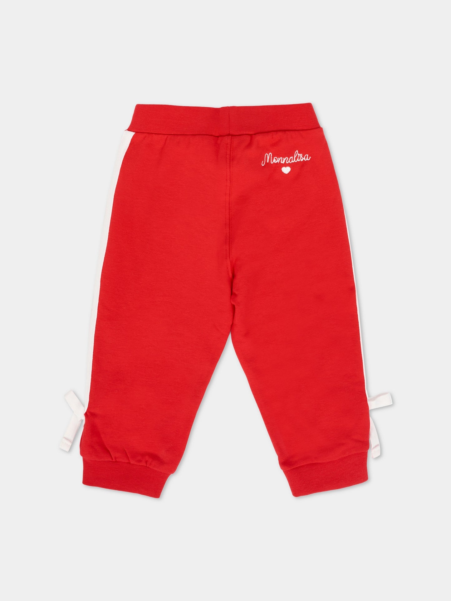 Pantaloni rossi per neonata con logo,Monnalisa,39F408 6004 0043