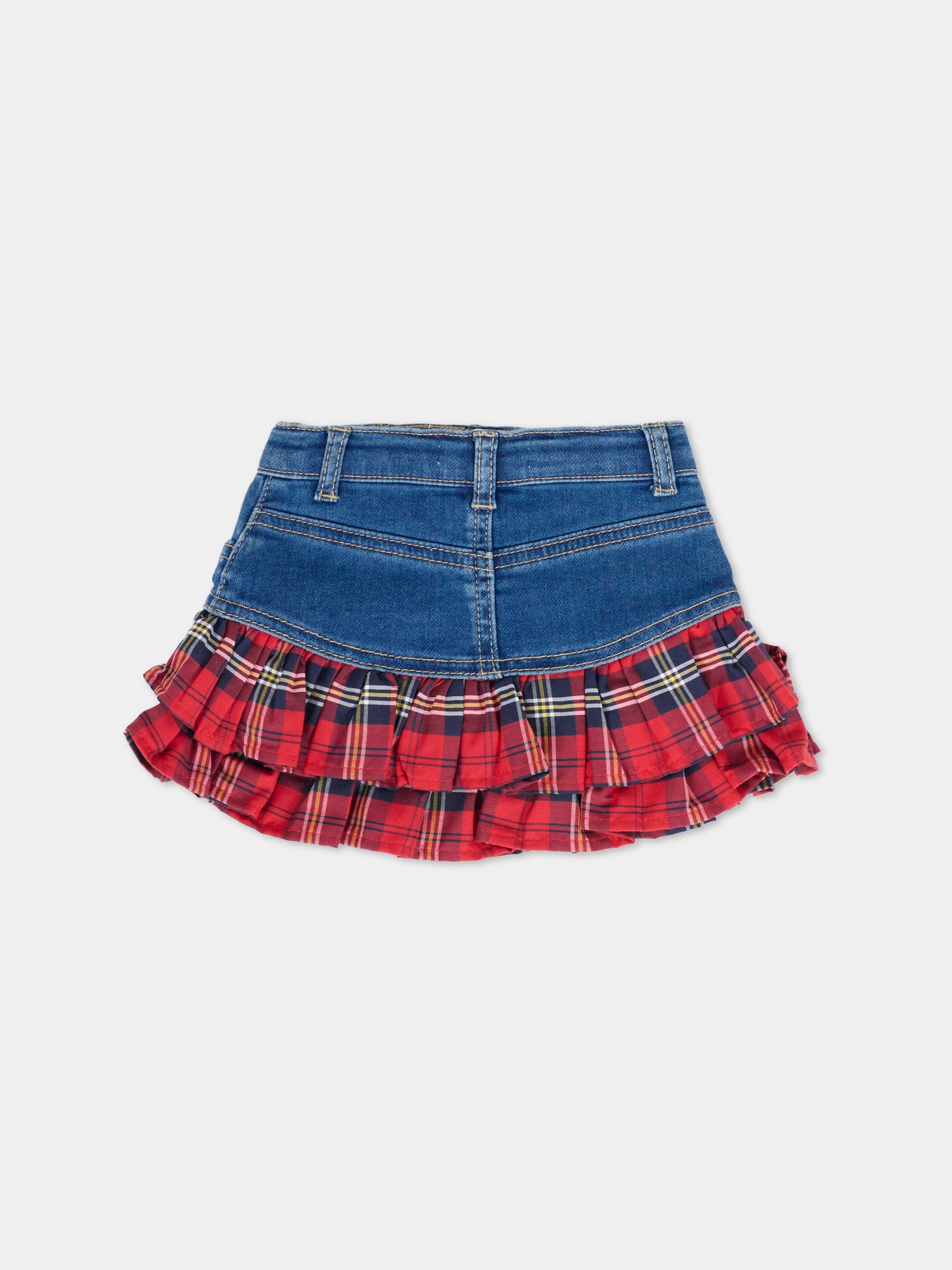 Gonna blu per neonata con logo e cuori,Monnalisa,39F702 6043 0055