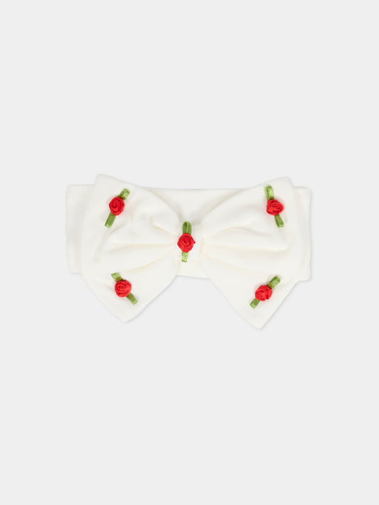 Fascia avorio per neonata con roselline,Monnalisa,35F009 6000 0143