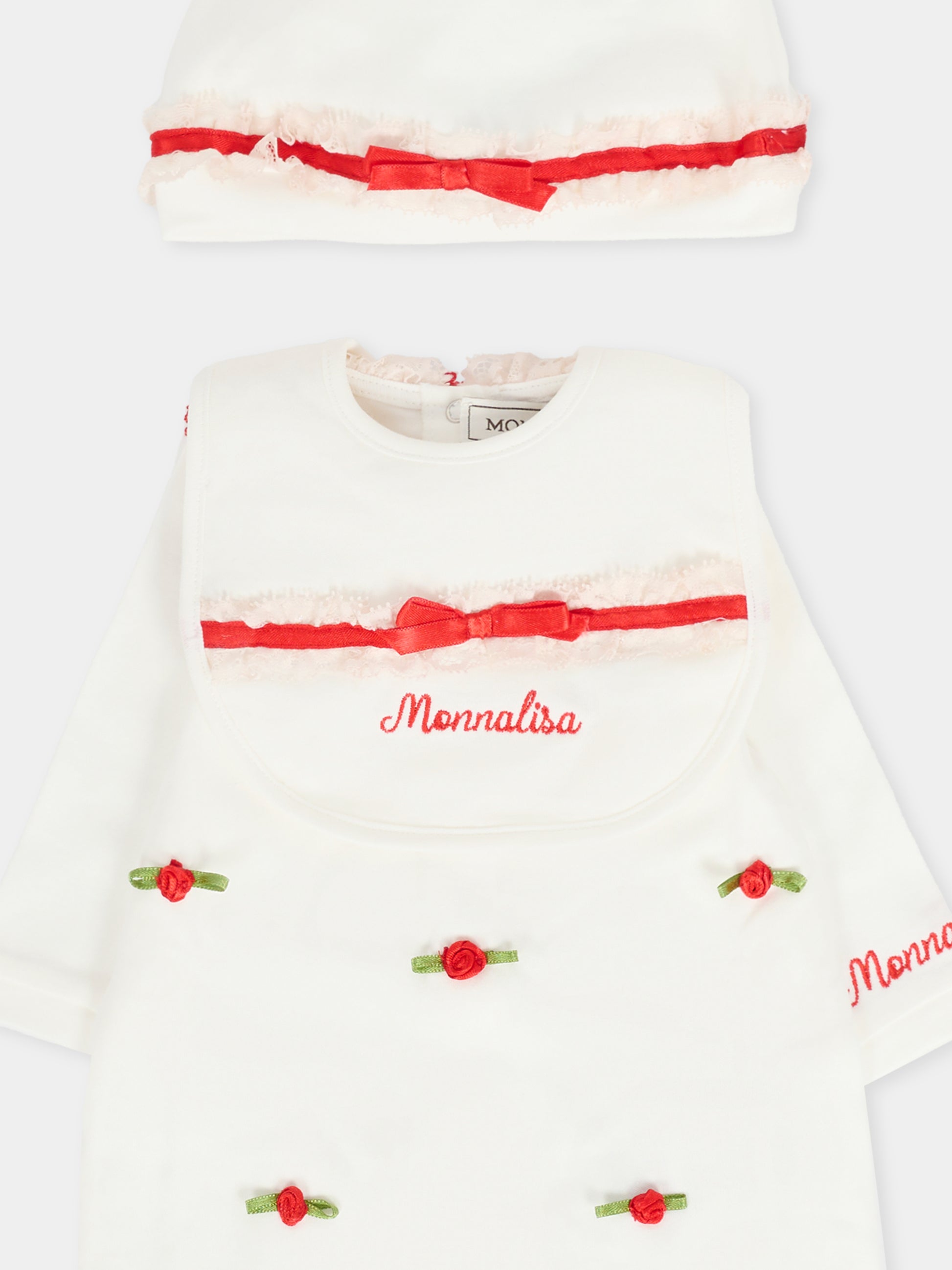 Set tutina avorio per neonata con roselline,Monnalisa,35F511 6000 0143