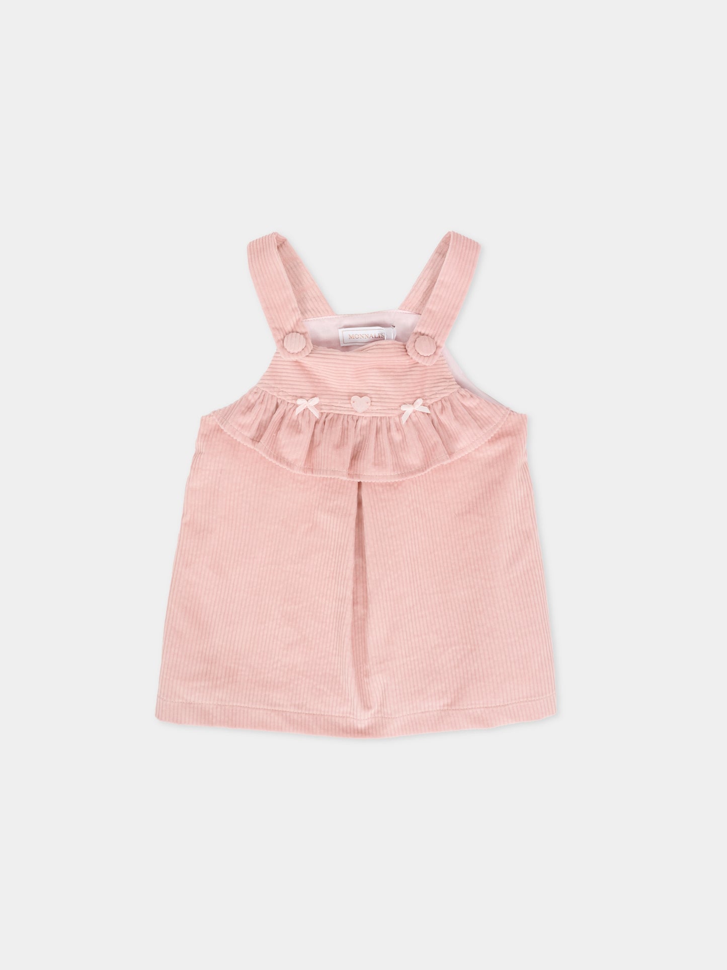 Salopette rosa per neonata con cuore,Monnalisa,37F902 6852 0090