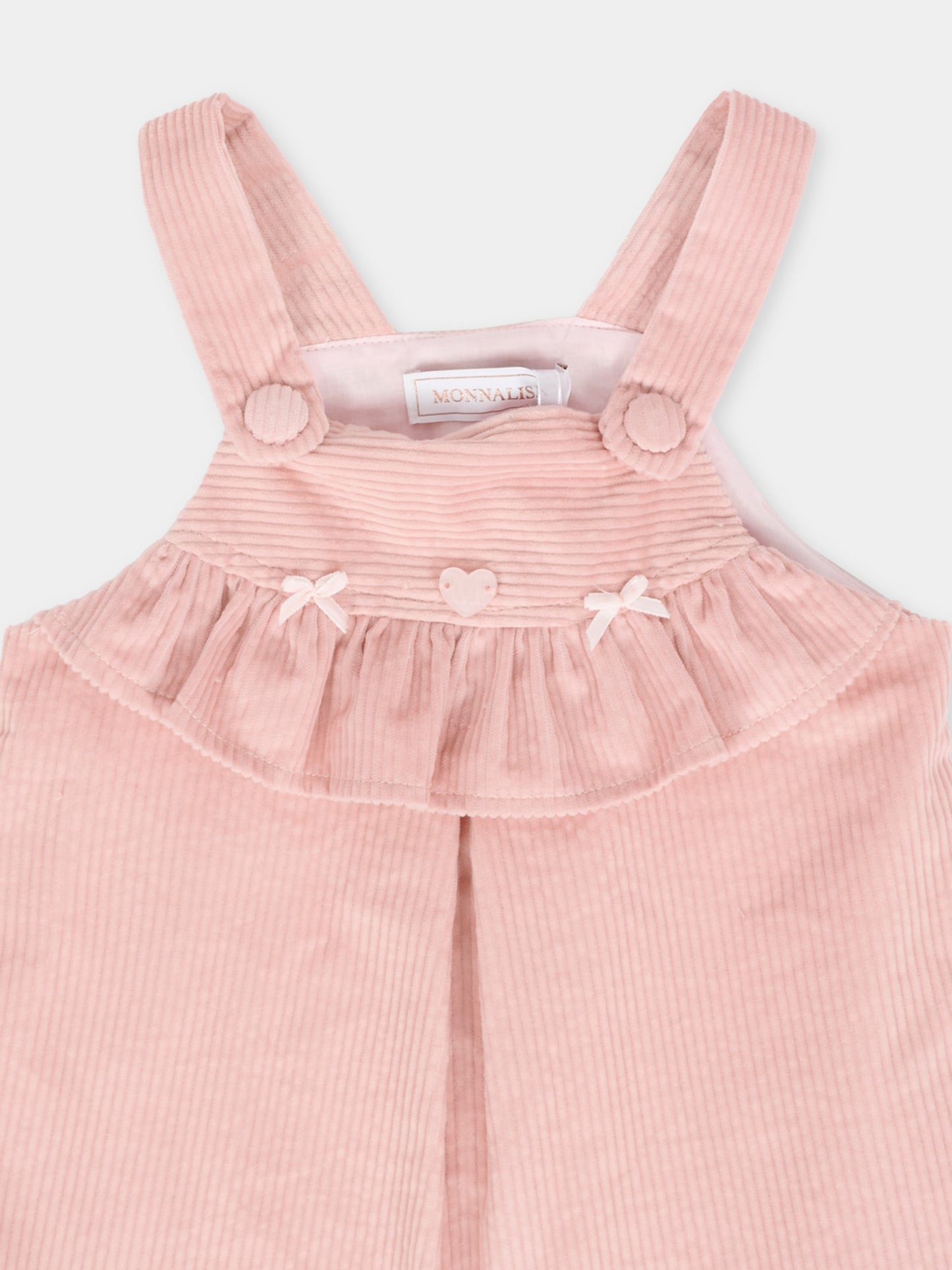 Salopette rosa per neonata con cuore,Monnalisa,37F902 6852 0090